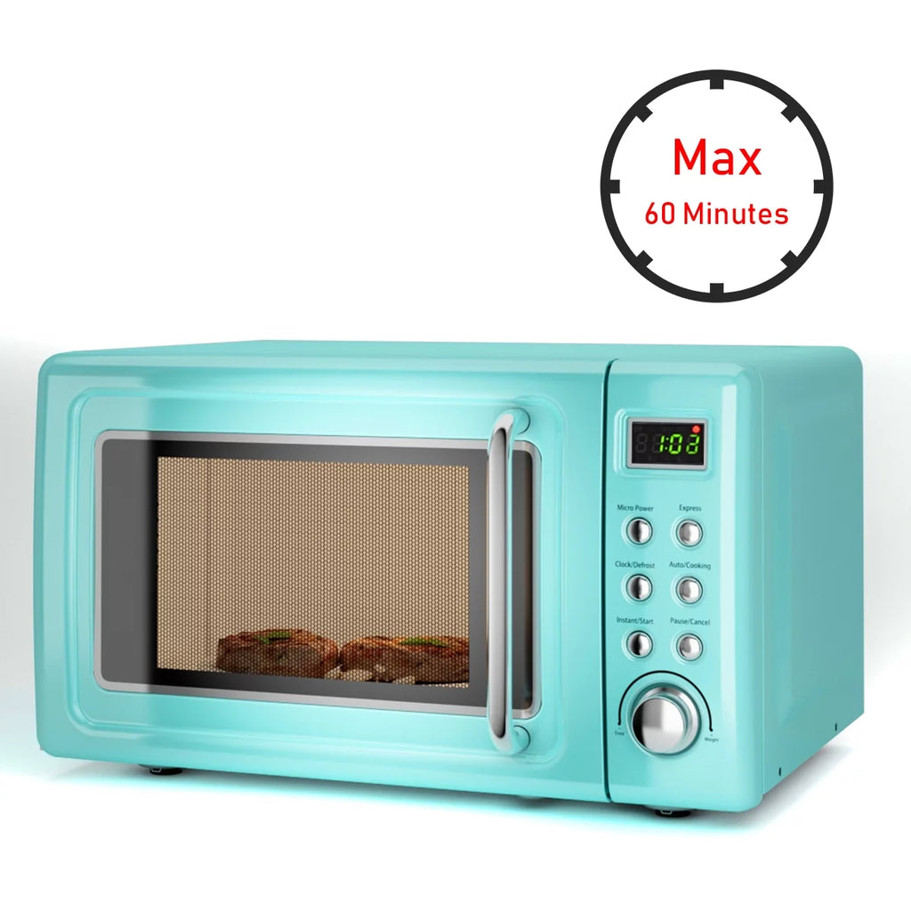 Costway 0.7Cu.ft Retro Countertop Microwave Oven 700W LED Display Glass Turntable Green