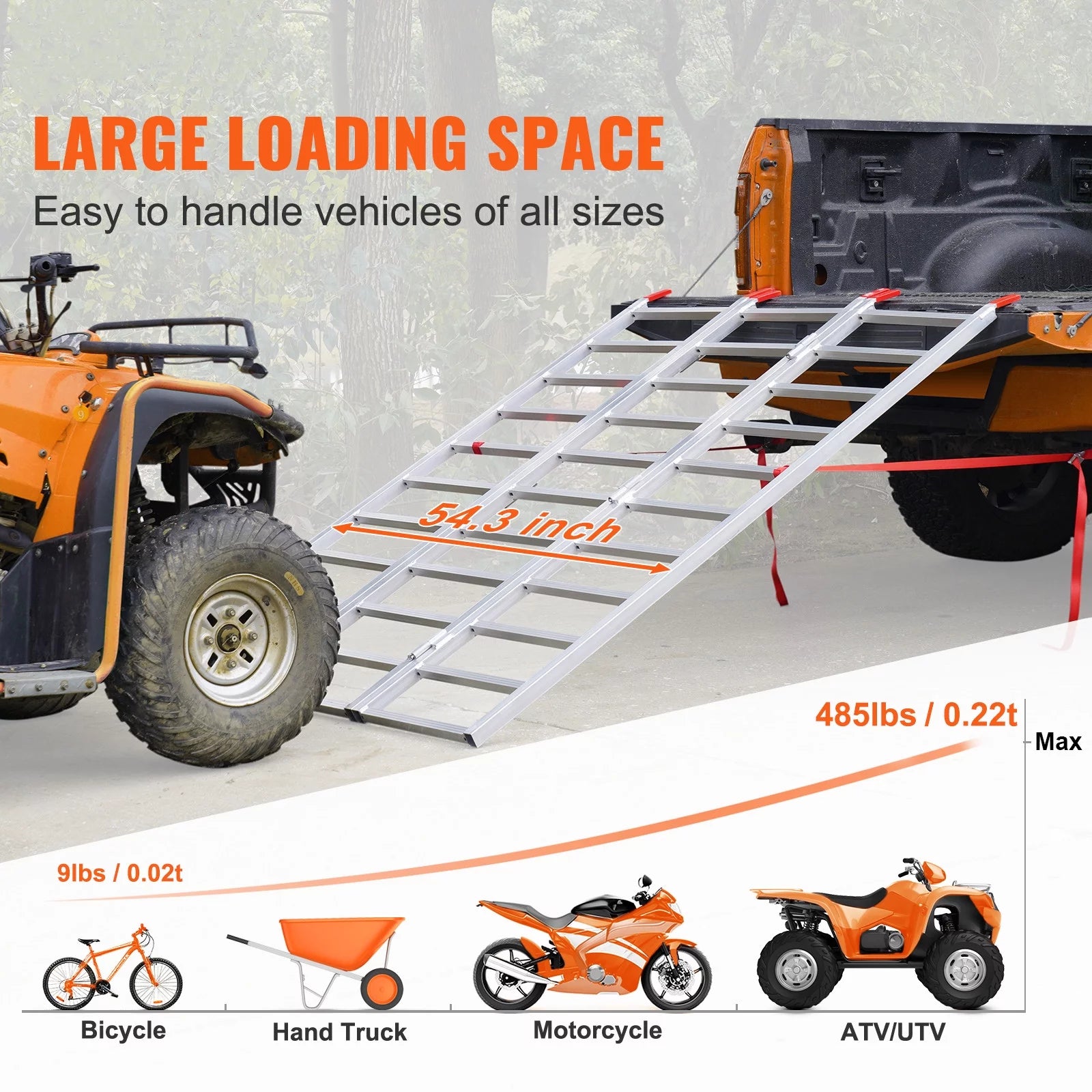 BENTISM Tri-Fold Aluminum Loading Ramp 1500 lbs 77" x 54" Non-slip Truck Ramps for Mini Bike Dirt Bike Tractors ATVs UTVs Motorcycles
