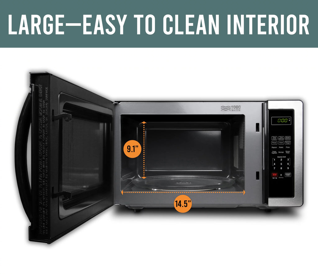 Farberware Classic 1.1 Cu. ft. 1000-Watt Microwave Oven, White and Platinum, FMO11AHTPLB