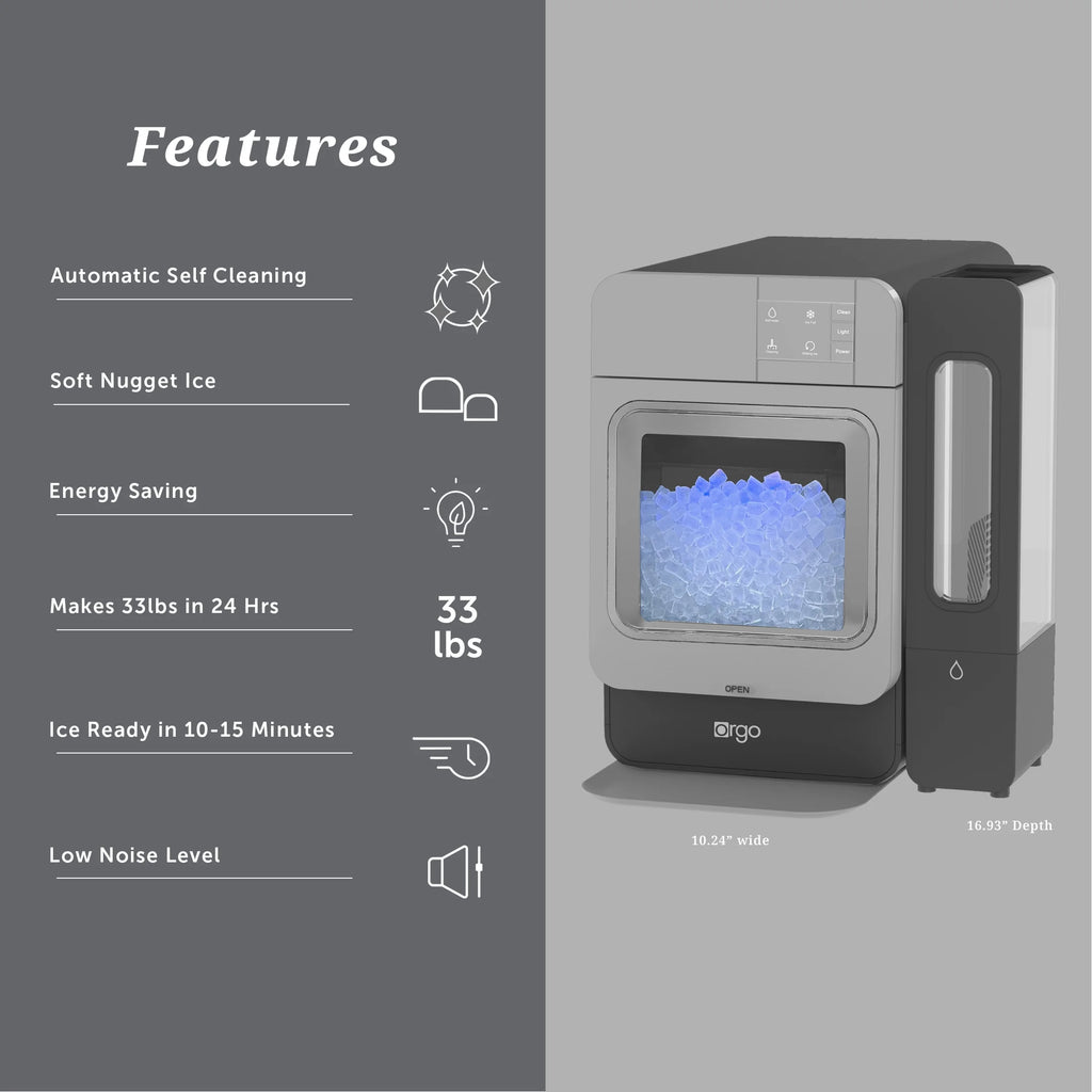 Orgo Products Sonic Countertop Ice Maker, Nugget Ice Type, Sage