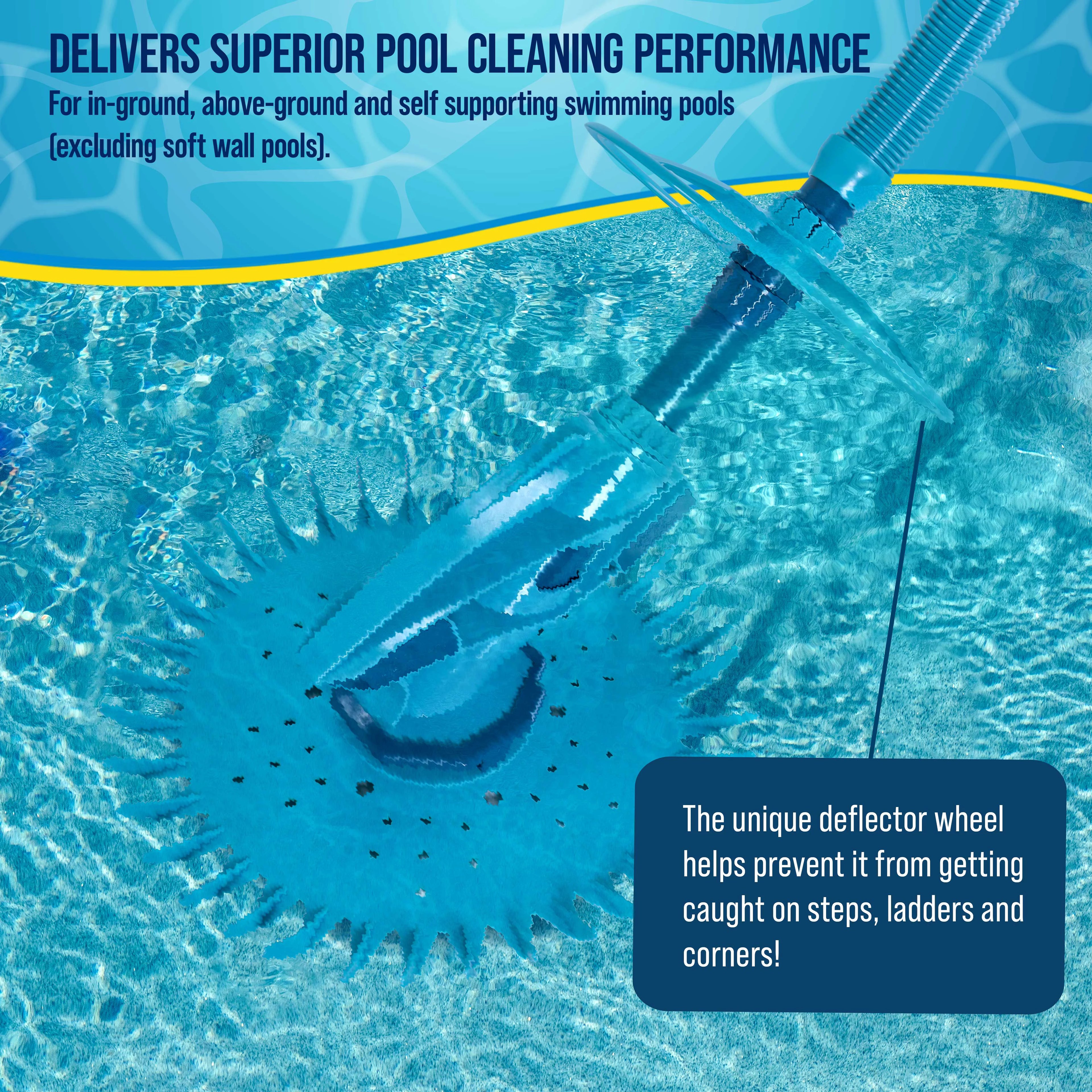 U.S. Pool Supply Octopus Prime Automatic Pool Vacuum Cleaner & Hose Set - Powerful Suction that Removes Swimming Pool Debris, Cleans Floors, Walls, Steps - Quiet Fast Cleaning Side Climbing Sweeper