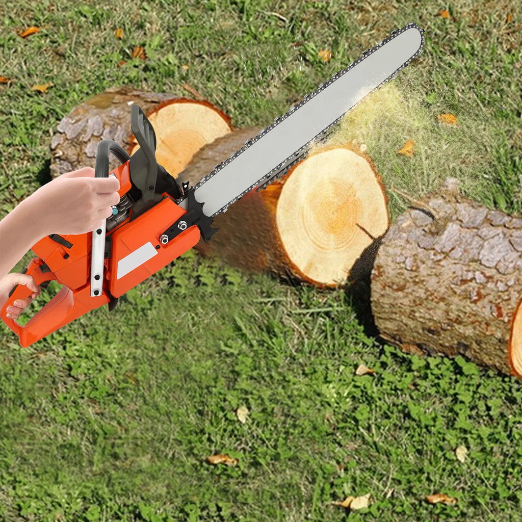 65cc/72cc Gas Chainsaw 24" Bar Gasoline Powered Chain Saw 2-Cycle Wood Cutting Orange