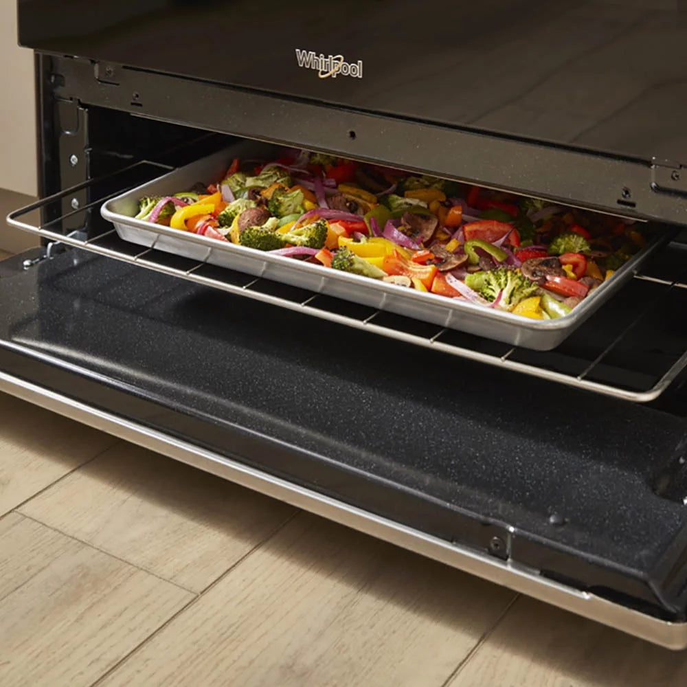 WFG505M0MS Whirlpool 30" 5.1 cu ft 5 Burners Gas Range in Stainless Steel.dimensions of 29” width, 27.2” depth, and 46.25” height