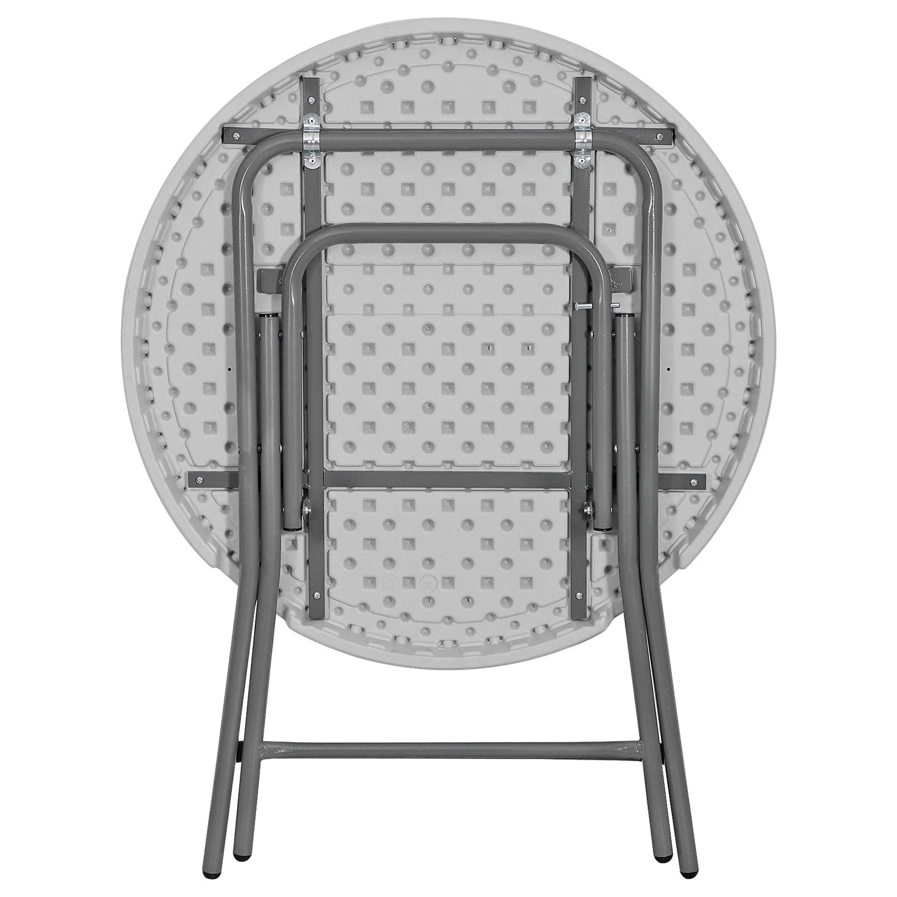 HomGarden 48" Round Bi-Folding Picnic Table 4FT Portable Plastic Dining Card Table Indoor & Outdoor White
