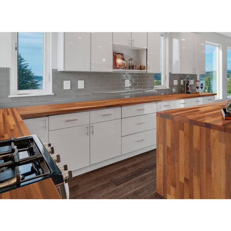 10 ft. L x 25 in. D Unfinished Walnut Solid Wood Butcher Block Countertop With Edge