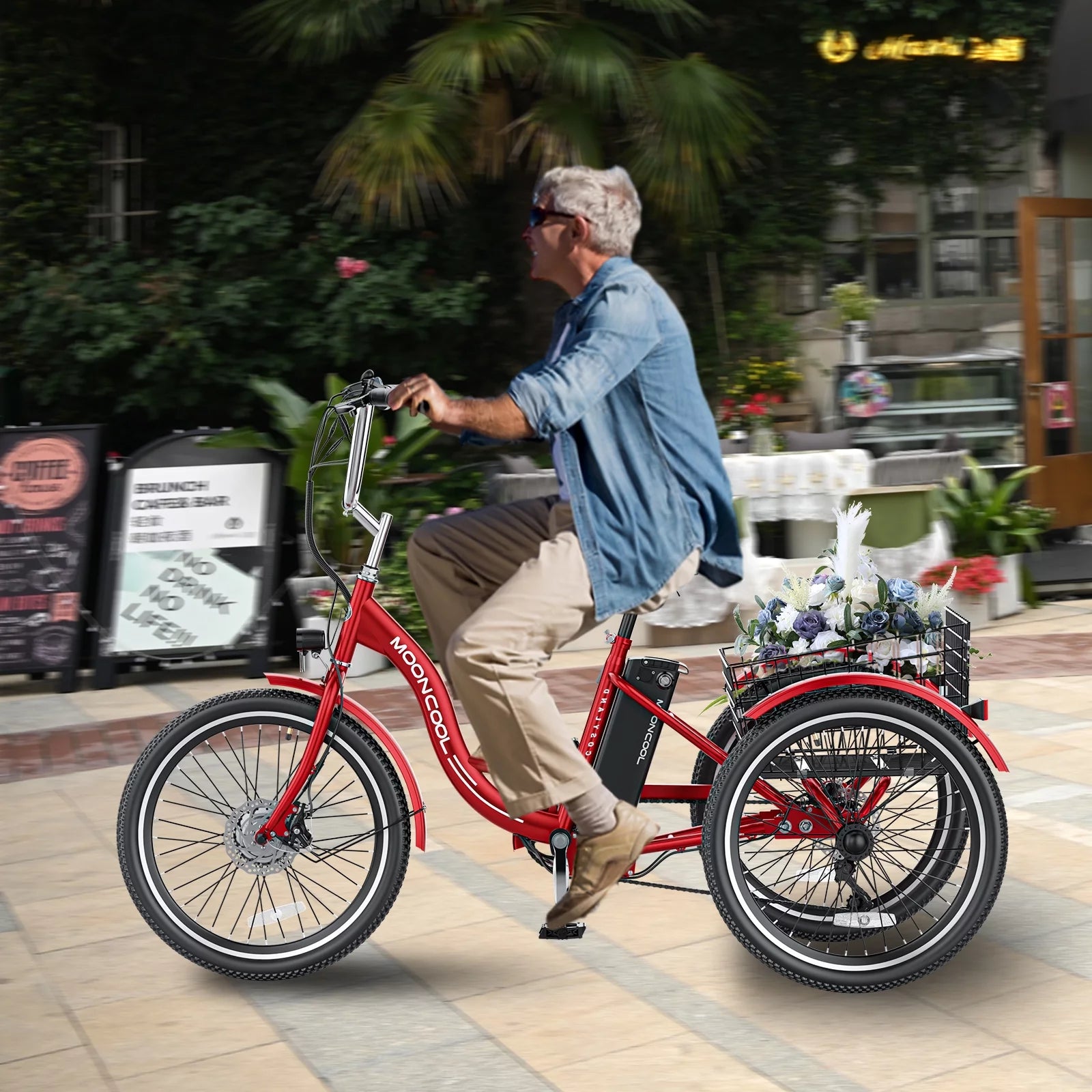 Ficisog 24" Adult Electric Tricycles, 350W 7-Speed Electric Tricycle with Removable Lithium Battery, Unisex 36V 14.5AH