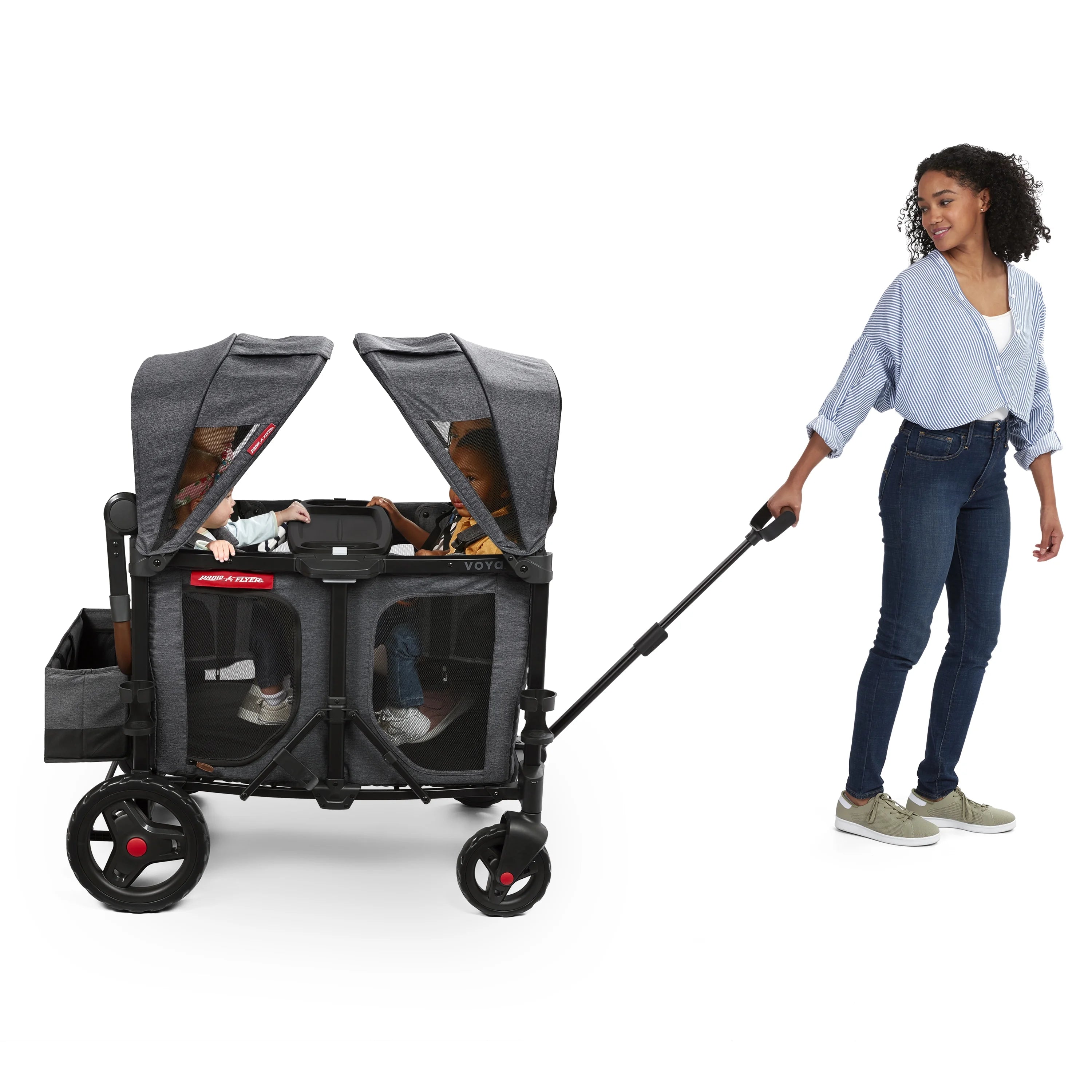 Radio Flyer, Voya™ XT Quad Stroller Wagon, Premium Stroller Wagon for 4 Kids, Accessories Included