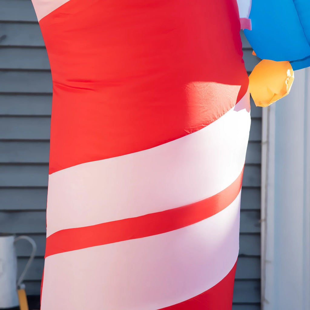 Outsunny 8ft Christmas Inflatable Candy Cane Archway with Three Penguins and Gift Boxes, Blow-Up Outdoor LED Yard Display for Lawn Garden