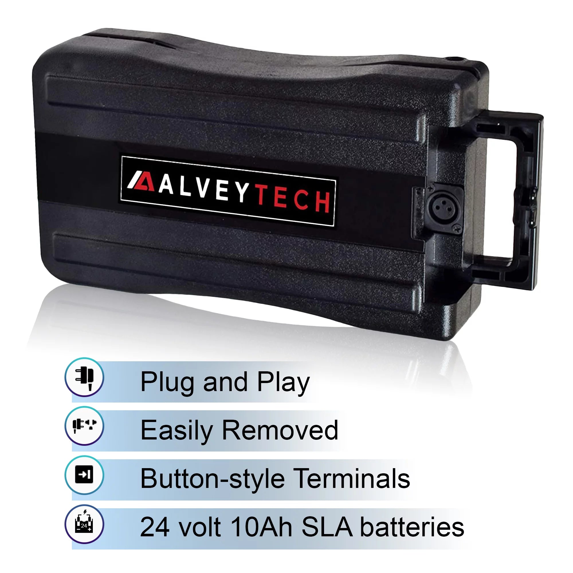 AlveyTech 24 Volt 10 Ah Rack Mount Battery Pack for Currie eZip and IZIP Electric Power Bike eBike