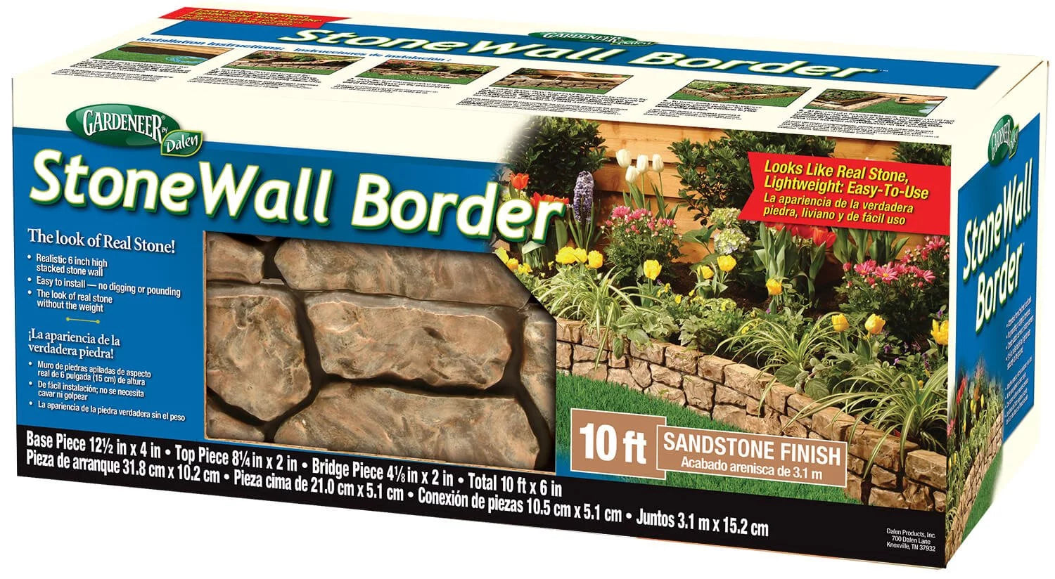 Dalen StoneWall Border-Landscape Edging-Weatherproof Material-10' Coverage-Sandstone