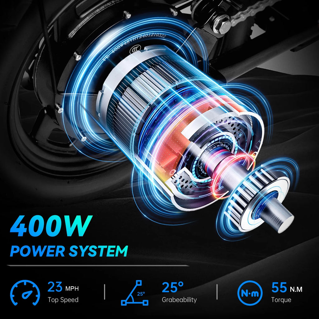 SURNAT Z9 Folding Electric Bike Full Suspension 400W (Peak 600W) 48V 13Ah Removable Battery 23MPH 14" x 2.1 Fat Tire ebikes Commuter Electric Bicycle