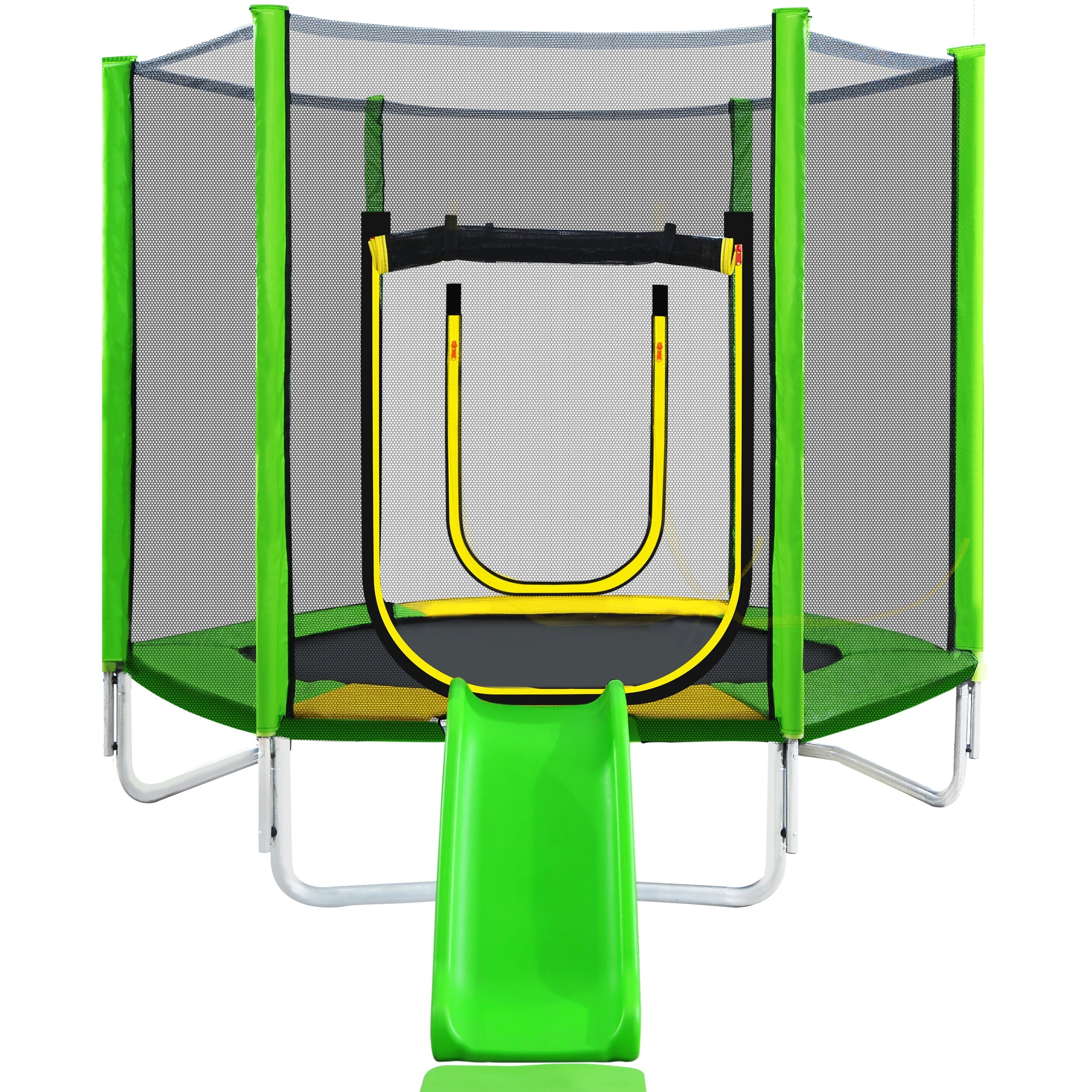 EUROCO 800LBS 7FT Kids Trampoline with Safety Enclosure Net, Indoor Outdoor Trampoline with Slide,Ladder,Spring Pad,All-Weather Trampolines (Age3-12) for 3-4 Kids, Easy Assembly Round Trampoline,Blue