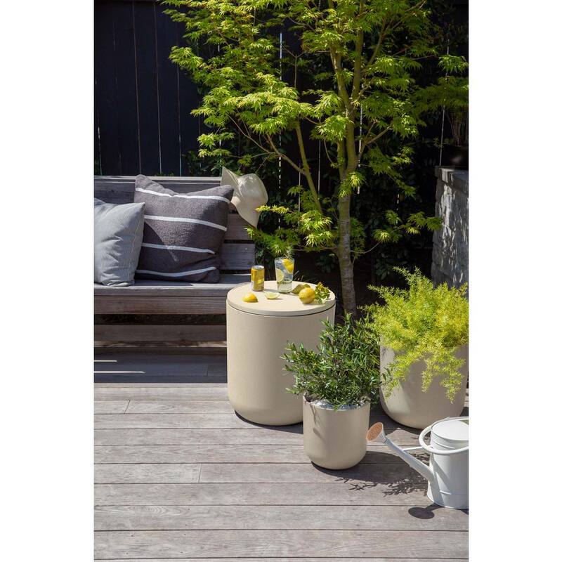 Side Table Series Kona Round Sand Plastic 21 in. Height Cooler Side table