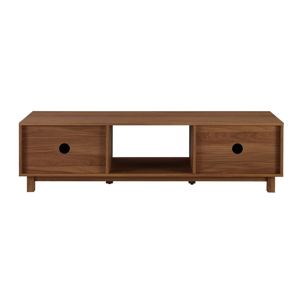 Manor Park Mid-Century Modern 2-Door Reeded TV Stand for TVs up to 65", Mocha