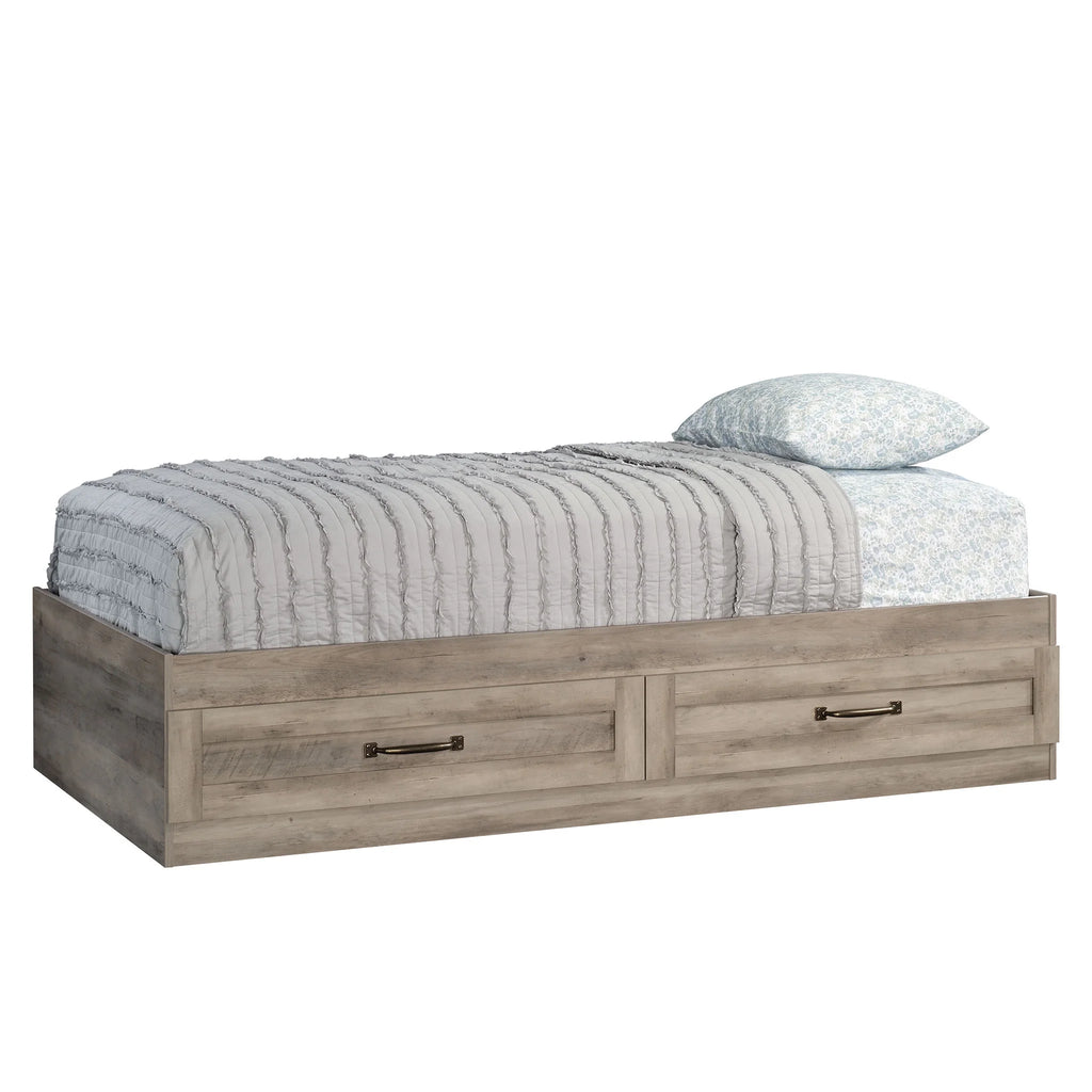 Better Homes & Gardens Modern Farmhouse Platform 2-Drawer Storage Bed, Twin, Rustic Gray