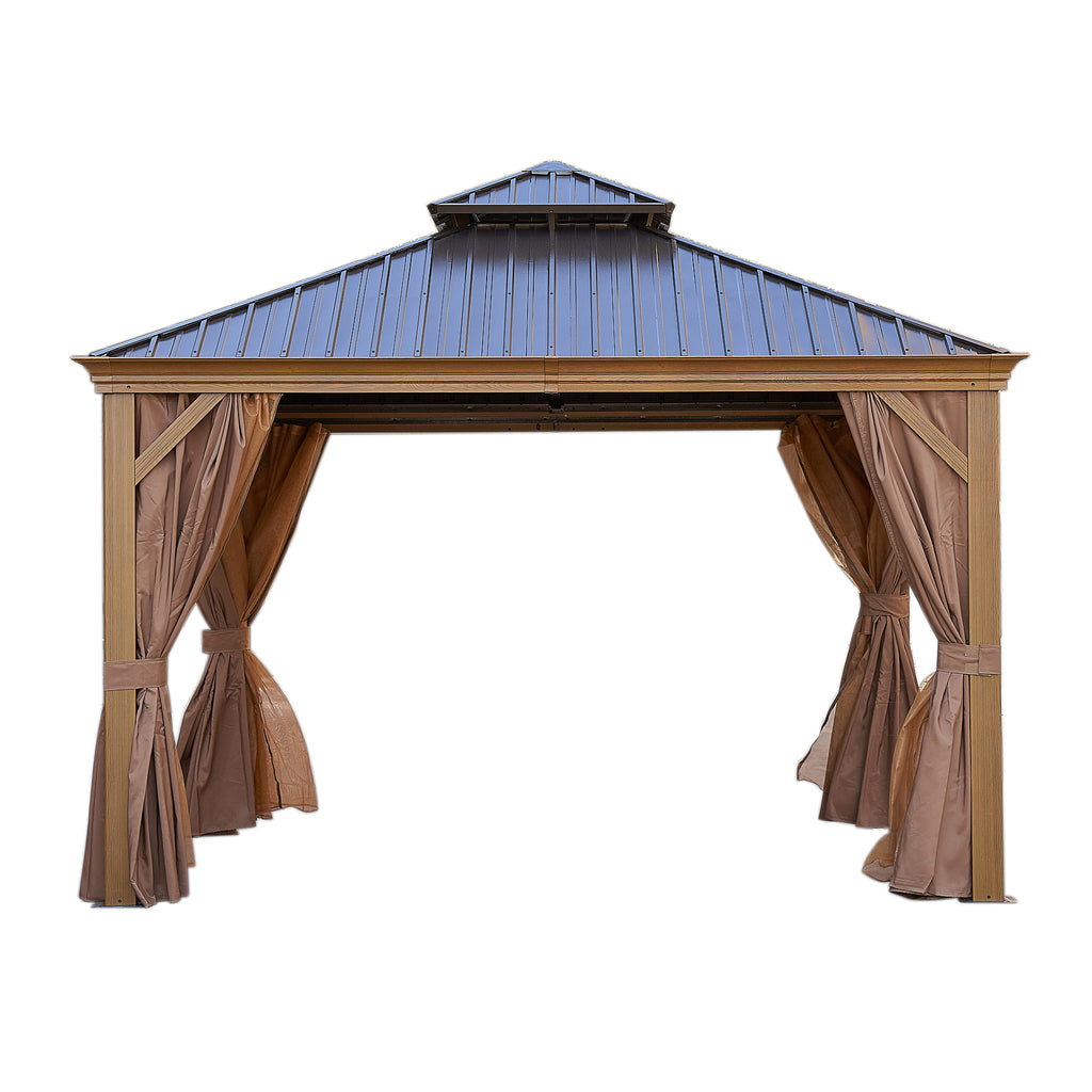 Viruhaka 12'x12' Gazebo Outdoor Pop up Canopy Tent with Curtains and Shelter for Patio, Party & Backyard