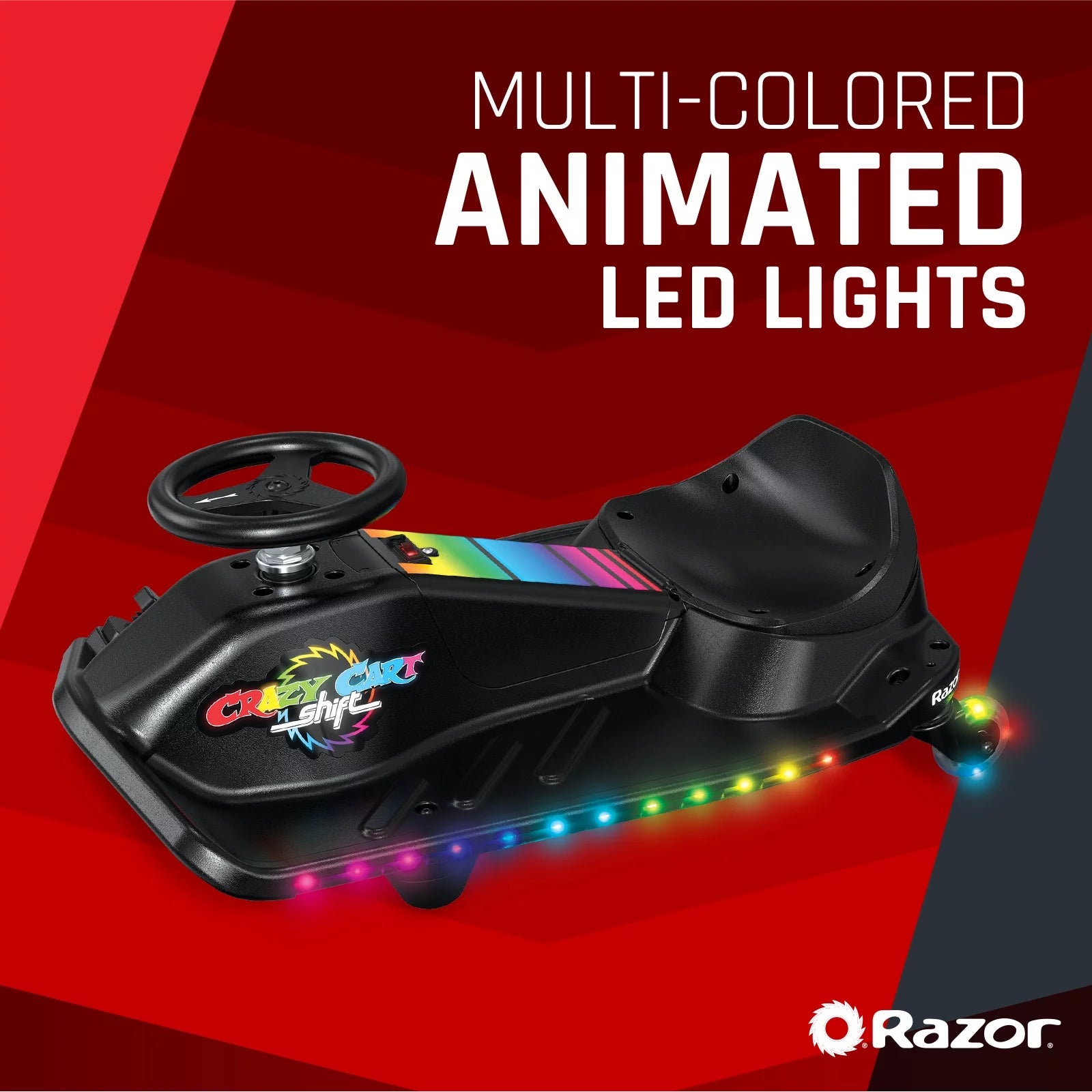 Razor Crazy Cart Shift Lightshow - 12V Electric Drifting Go-Kart for Kids Ages 6+