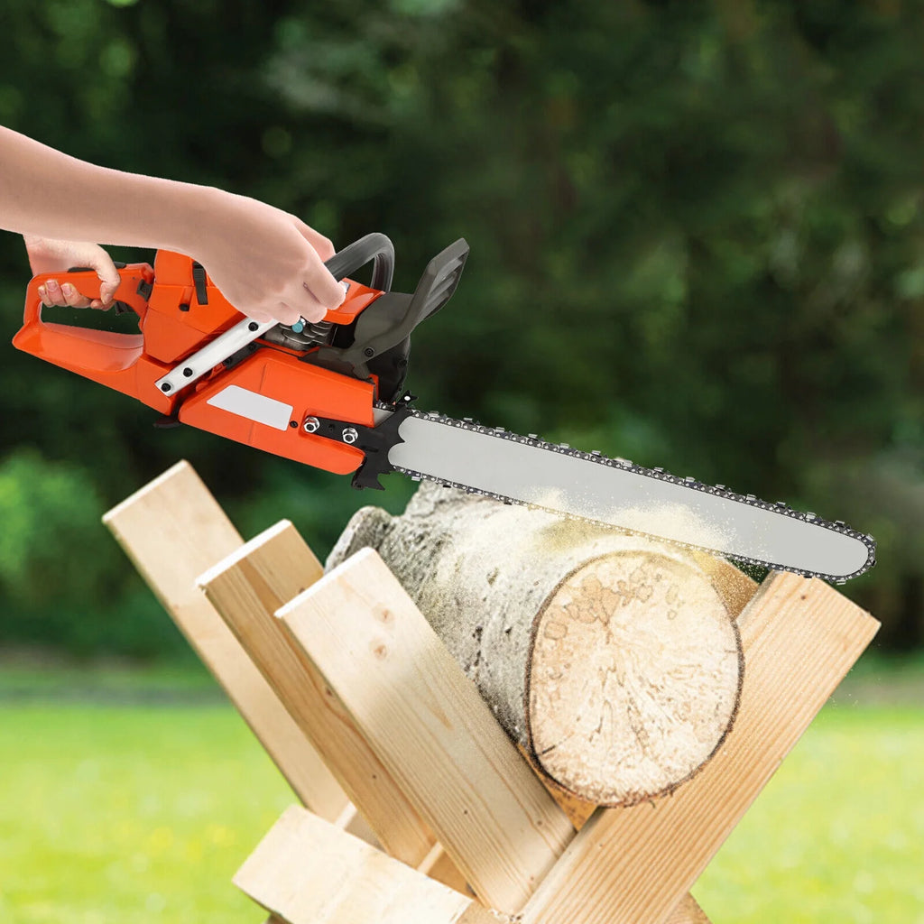 65cc/72cc Gas Chainsaw 24" Bar Gasoline Powered Chain Saw 2-Cycle Wood Cutting Orange