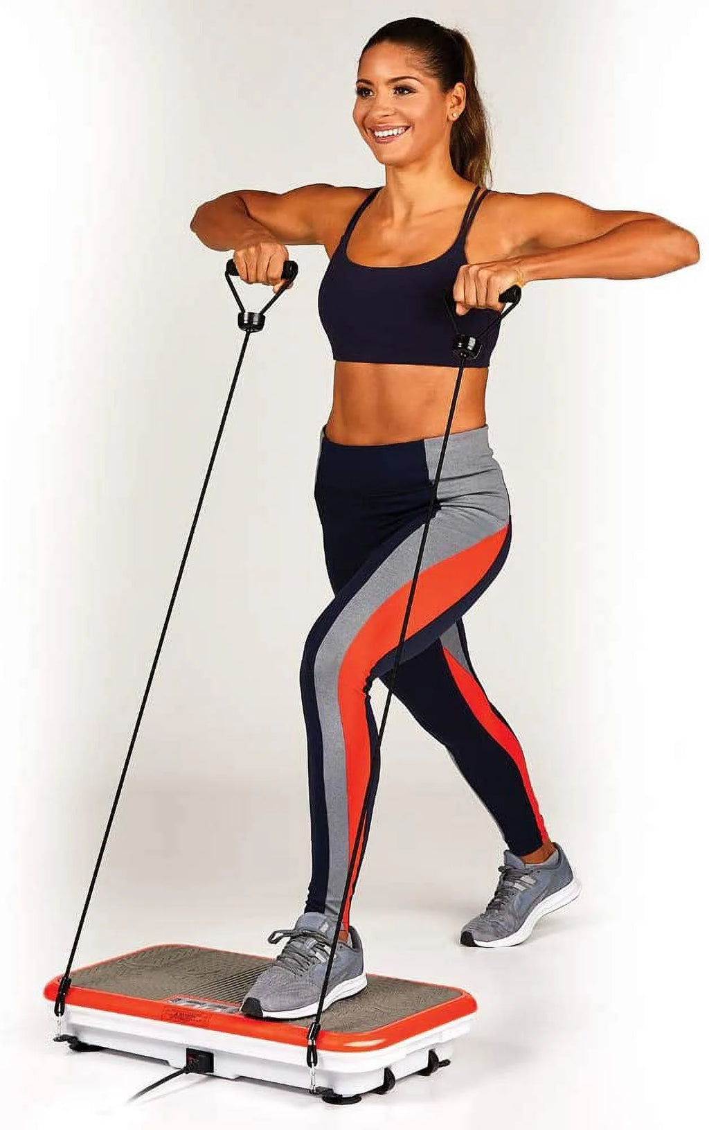 Powerfit Elite Vibration Plate Exercise Machine with Loop Resistance Bands - Whole Body Workout Fitness Platform for Home Training and Shaping