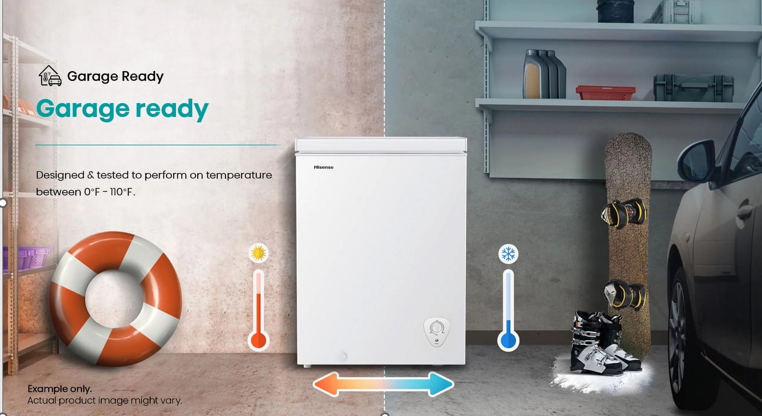Hisense 5 Cu ft Garage Ready Chest Freezer, White,  1 Year Warranty, WFC050M6XWD