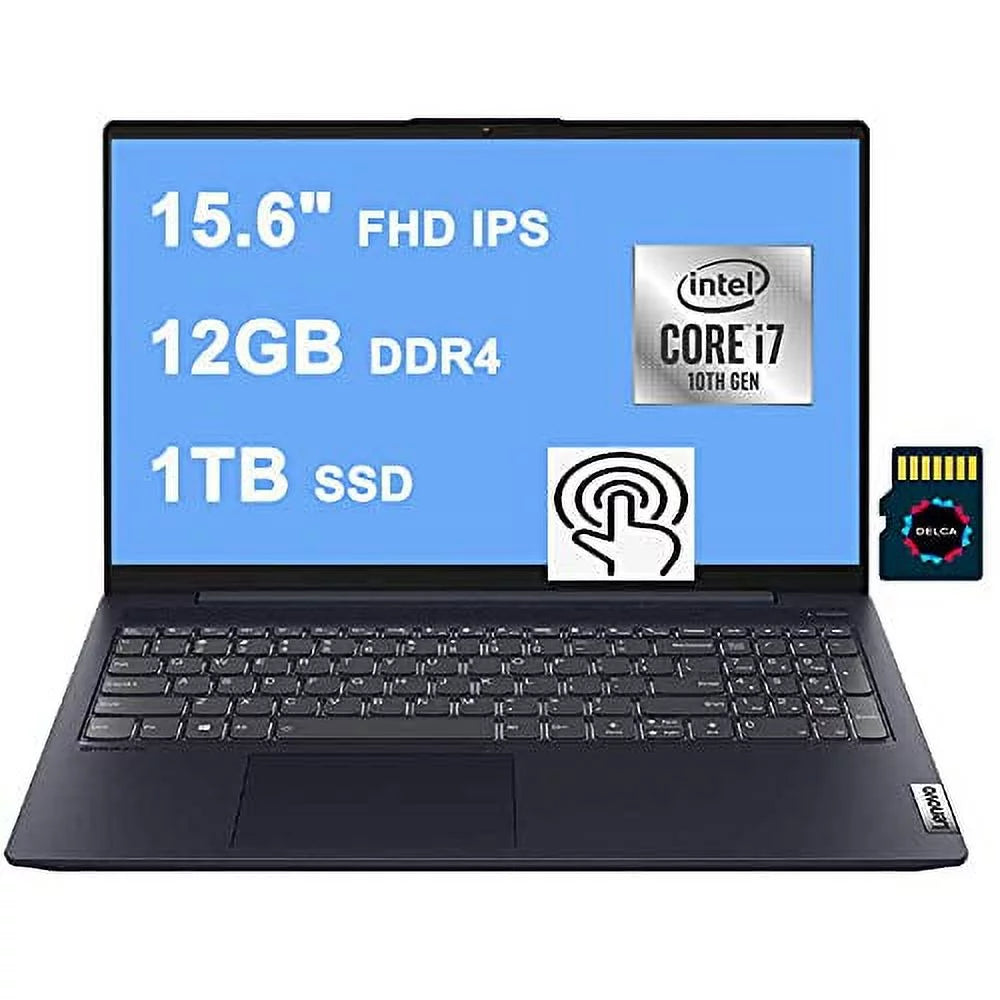 Lenovo IdeaPad 5 15 Business Laptop Computer I 15.6" FHD IPS Touchscreen I Intel Quad-Core i7-1065G7 I 12GB DDR4 1TB SSD I Backlit Fingerprint Dolby USB-C Win 10 + 32GB MicroSD Card