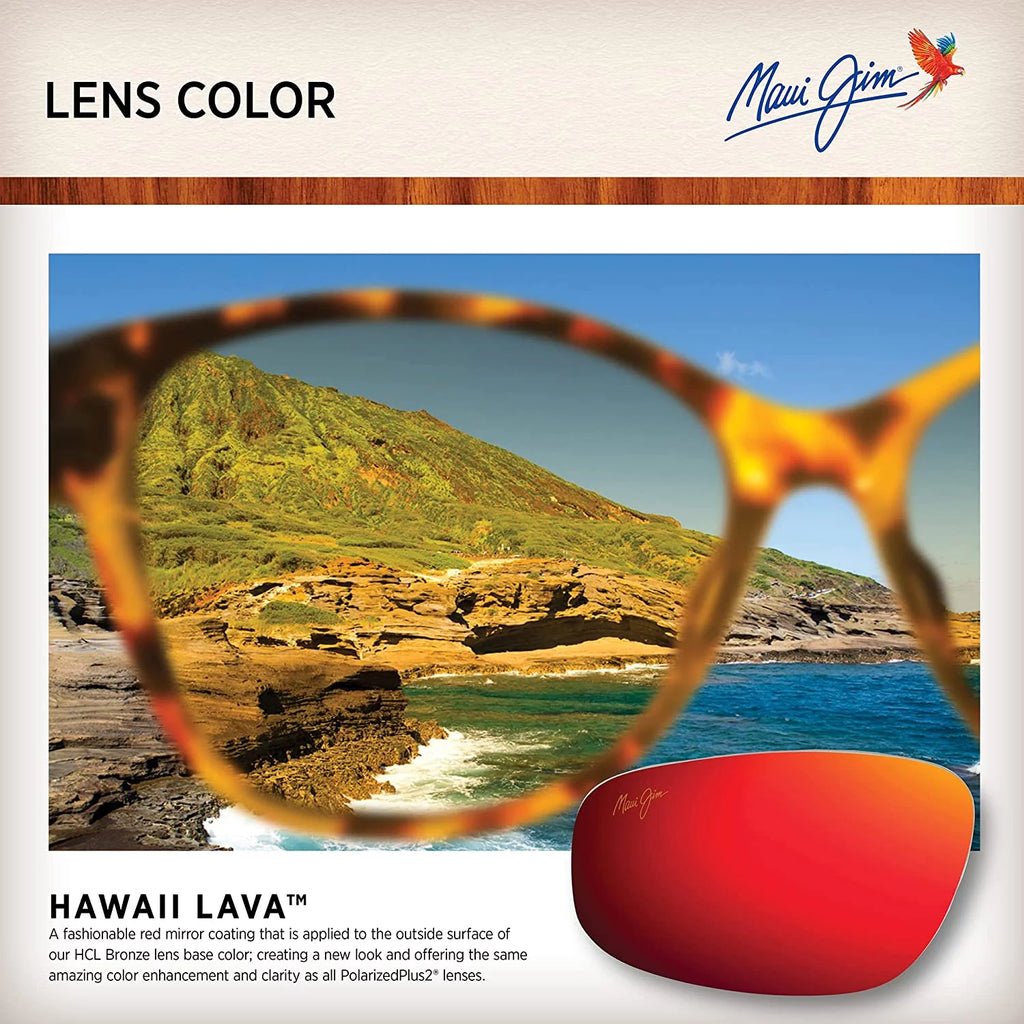 Maui Jim Men's and Women's Equator Polarized Wrap Sunglasses, Black w/Red Interior/Hawaii Lava ™, Large