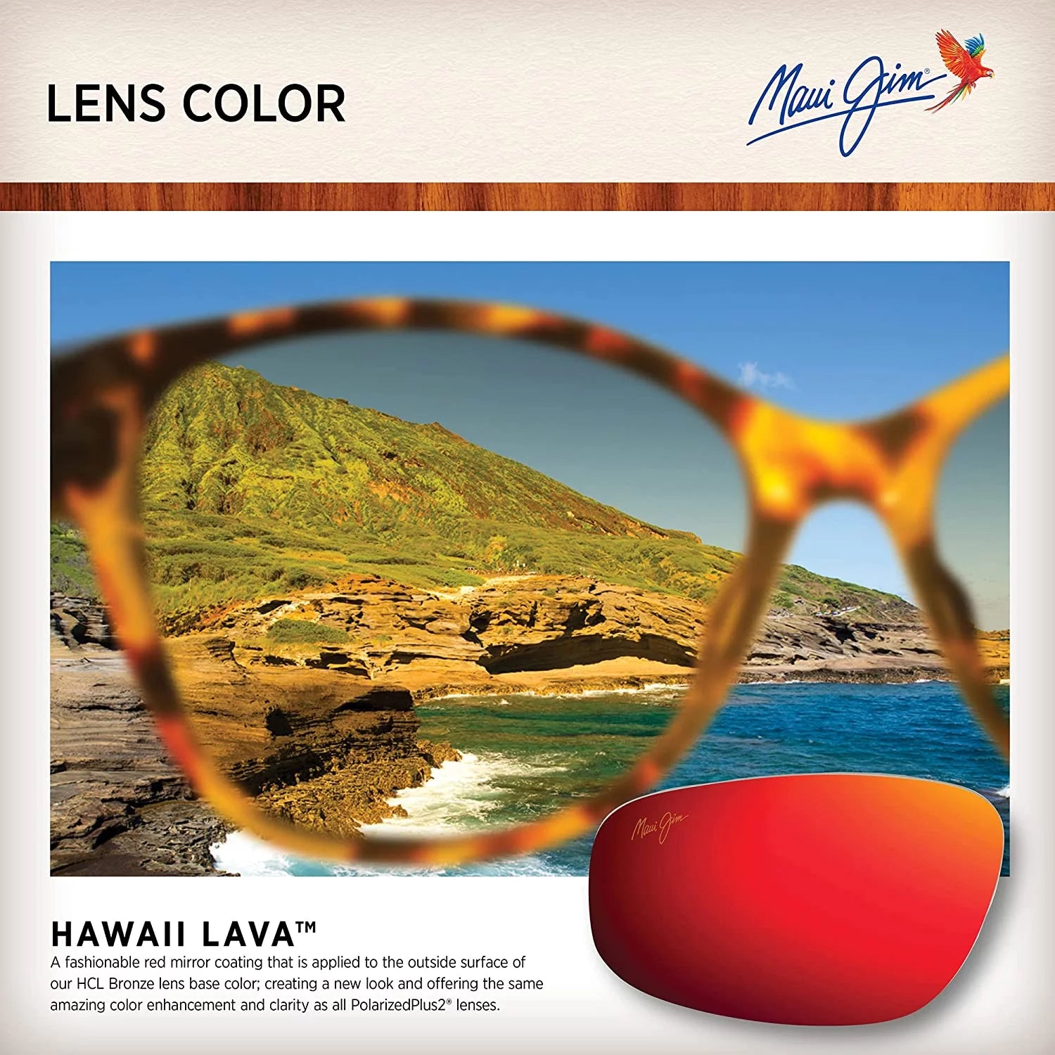 Maui Jim Men's and Women's Equator Polarized Wrap Sunglasses, Black w/Red Interior/Hawaii Lava ™, Large