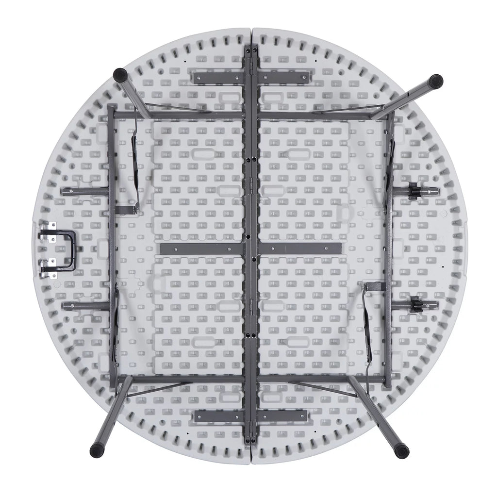 HomGarden 48" Round Bi-Folding Picnic Table 4FT Portable Plastic Dining Card Table Indoor & Outdoor White