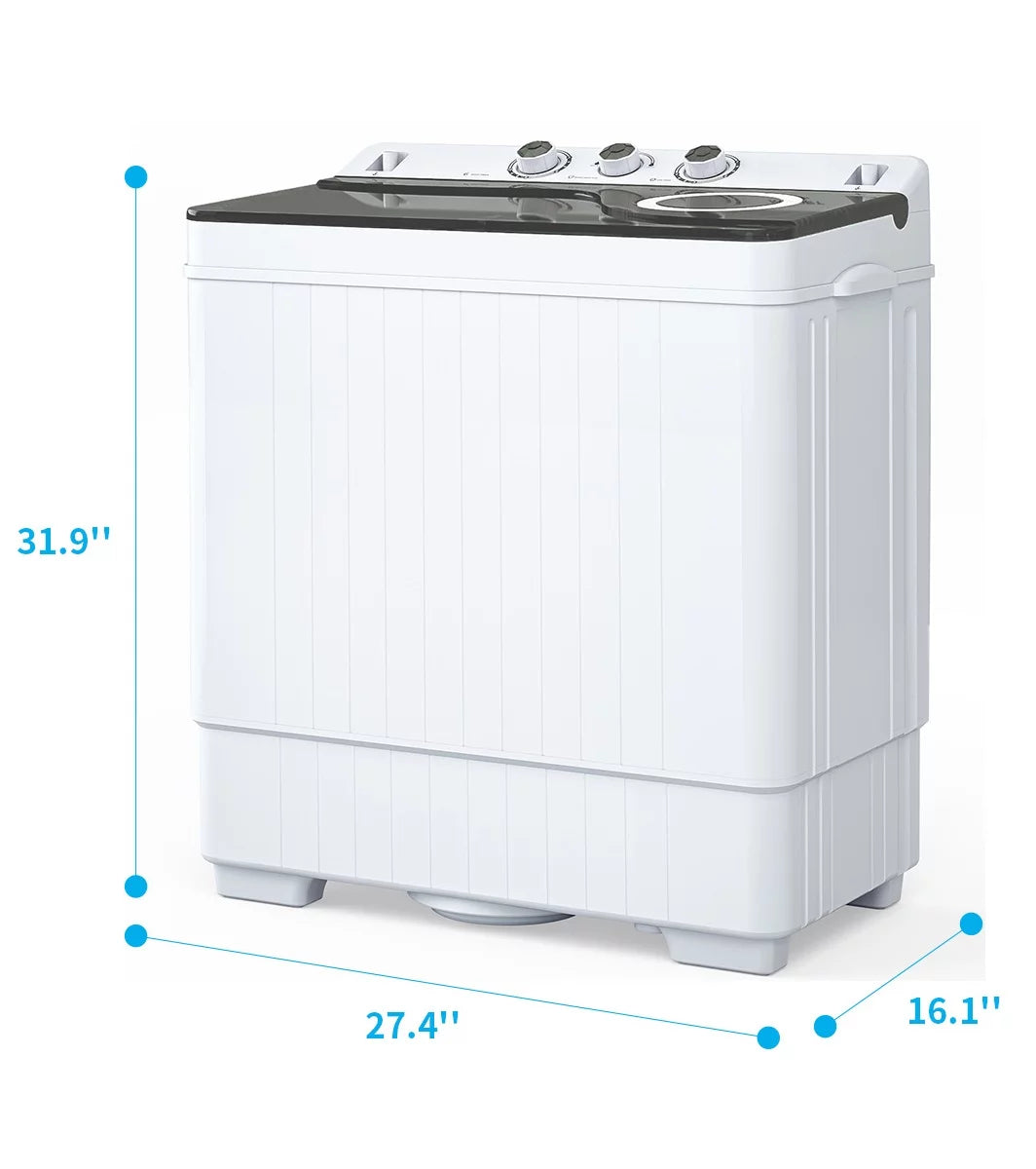 Zimtown Portable Washing Machine, 26 Lbs Semi-automatic Twin Tub Washing Machine with Wash and Cycle Combo, Built-in Drain Pump, Laundry Washer for Apartment, Dorm, College Room, RV's