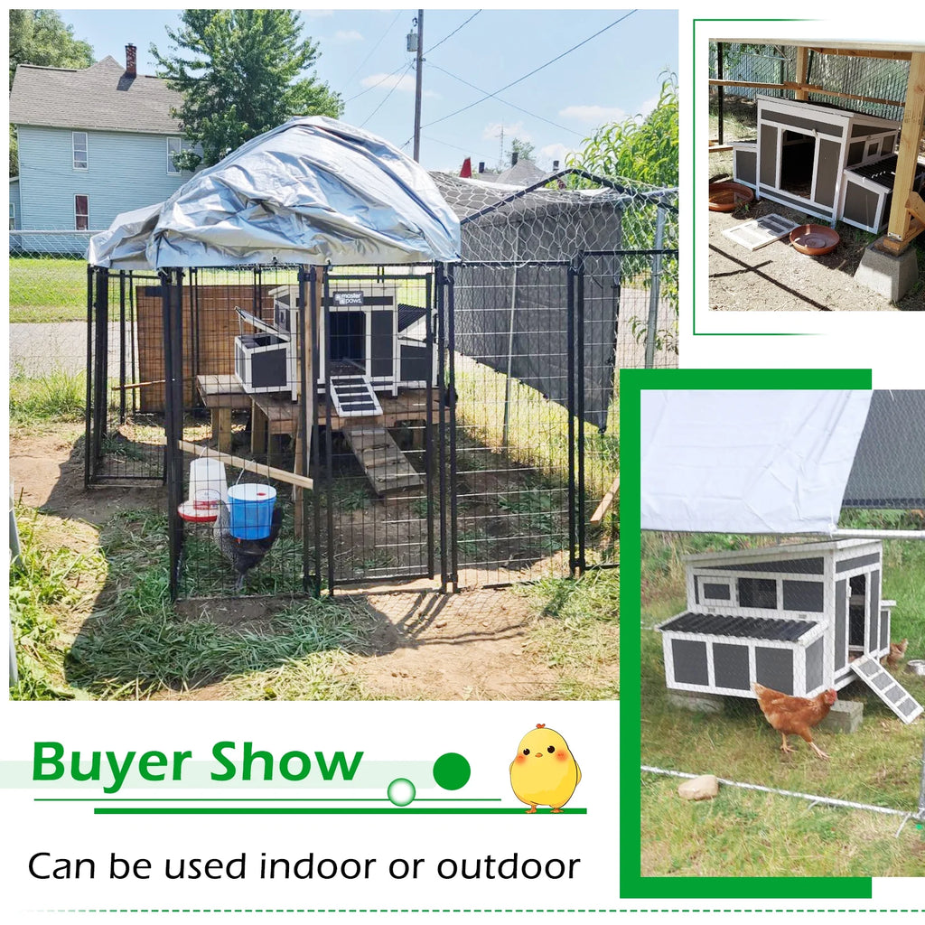 AECOJOY 56 Large Chicken Coop with 6 Nesting Boxes Wooden Hen House Outdoor Chicken Cage Poultry Hutch w/Ramps, Removable Tray for Easy Cleaning