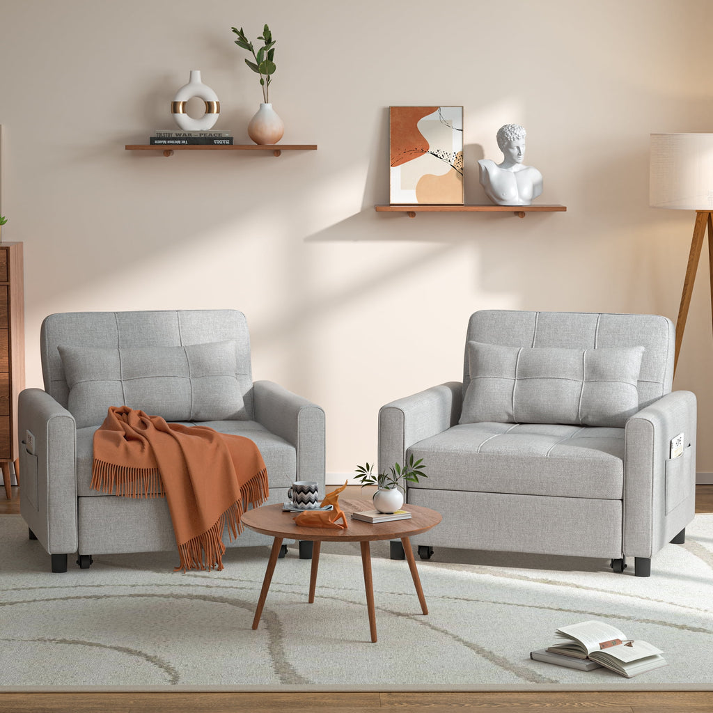 Sofa Beds Chair 3 in 1, Convertible Chair Single Bed,Dark Grey