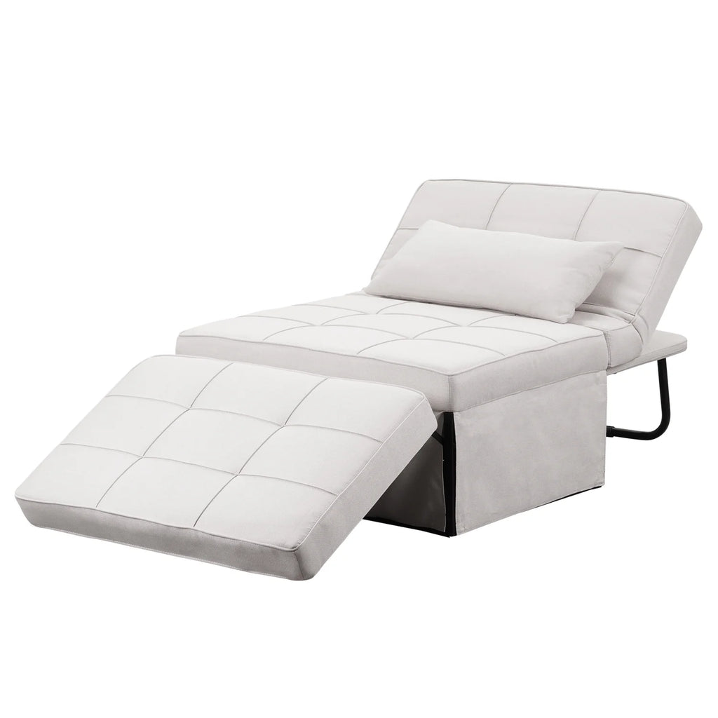 Ainfox Ottoman Chair Lounger Bed .4 in 1 Breathable Linen Convertible Single Sofa Couch, 73.23''L x 33.86''W(Dark Grey)(Beige)