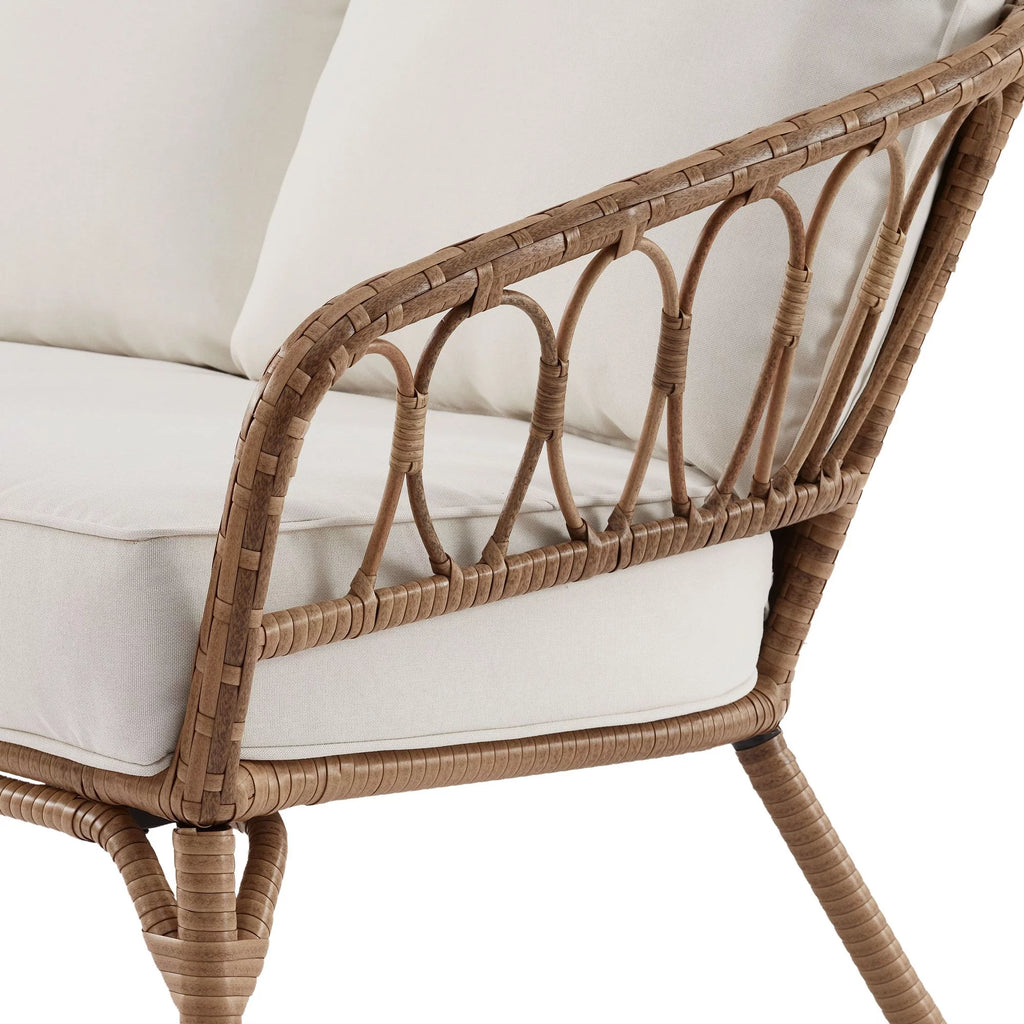 Better Homes & Gardens Willow Sage All-Weather Wicker Outdoor Loveseat and Ottoman Set, Beige