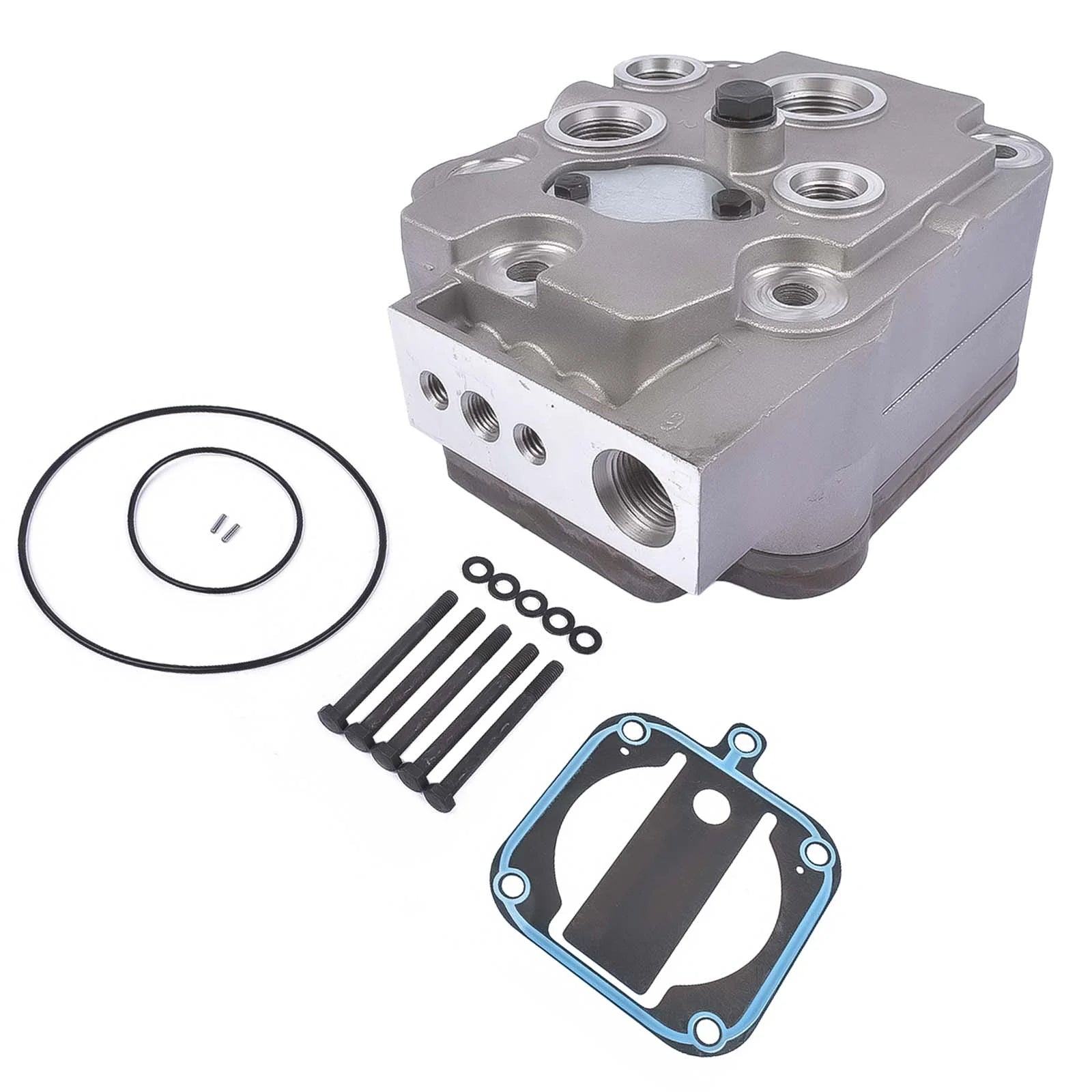 GELUOXI Air Brake Compressor Cylinder Head w/ Plate Kit for Detroit Diesel / Navistar 23536774 3709920C92 K042162