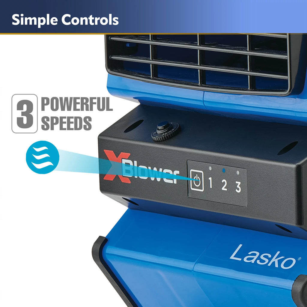 Lasko X-Blower 6 Position Blower Fan with Accessory Outlet and USB Ports, X12904, Gray