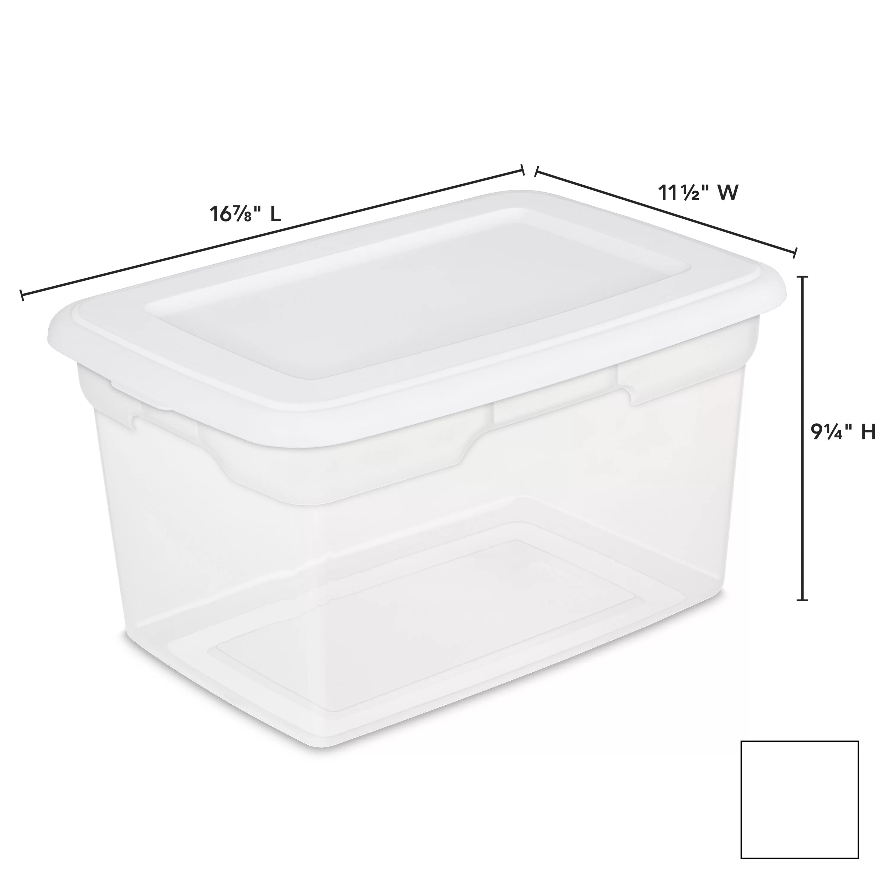 Sterilite 20 Qt. Storage Box Plastic, White, Set of 6