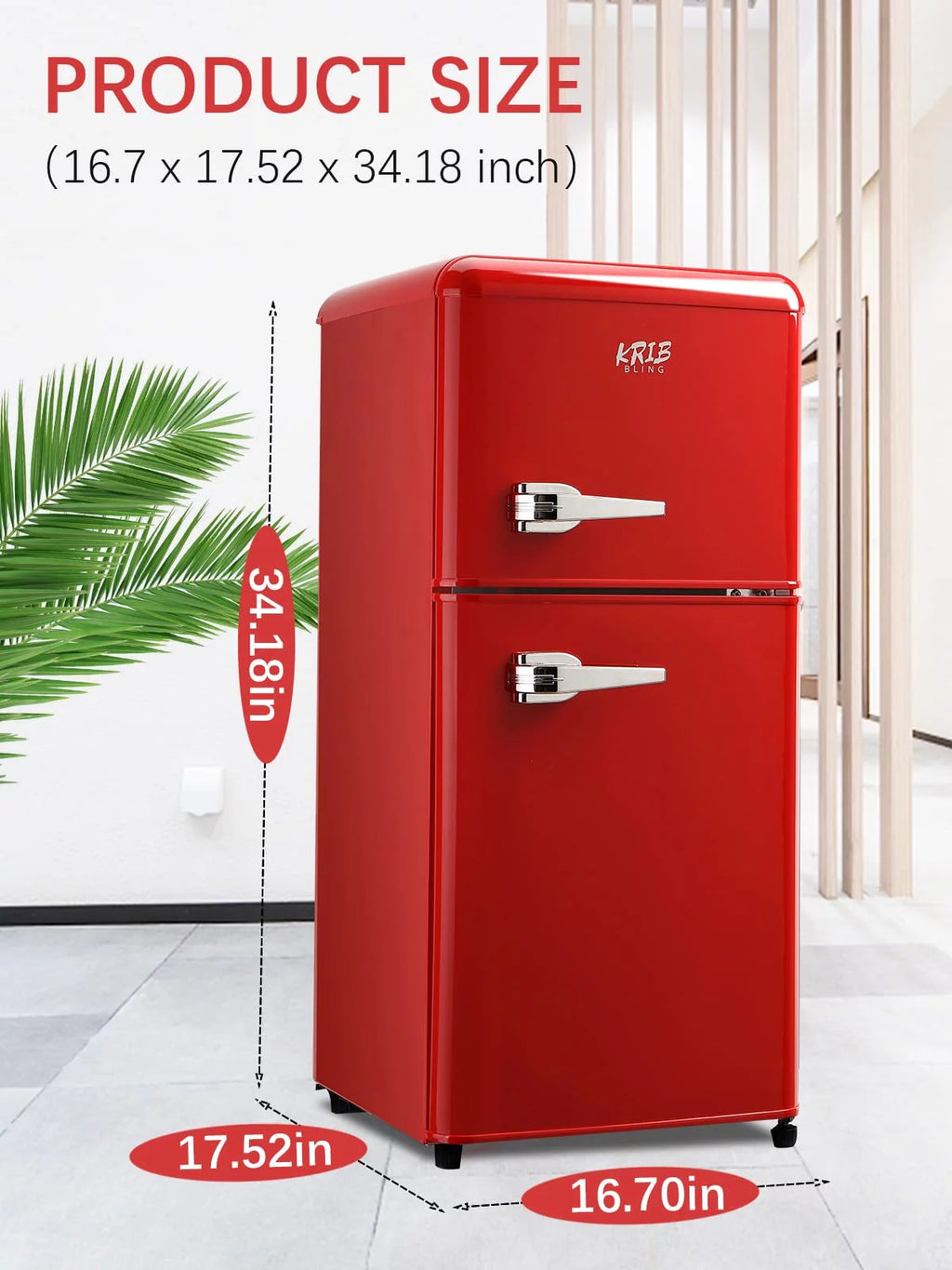 KRIB BLING 3.5 Cu.ft Compact Refrigerator Mini Fridge with Freezer, 2 Door Small Refrigerator for Office, Silver