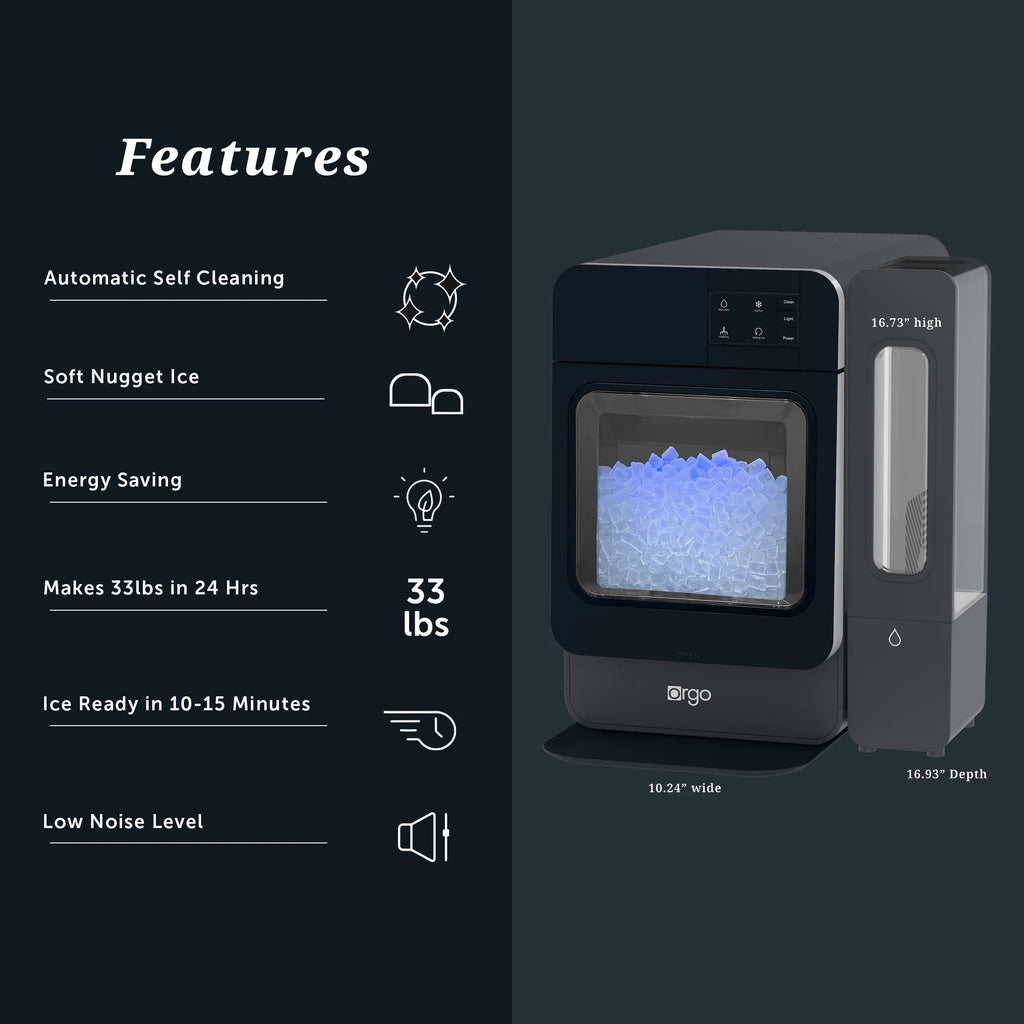 Orgo Products Sonic Countertop Ice Maker, Nugget Ice Type, Sage