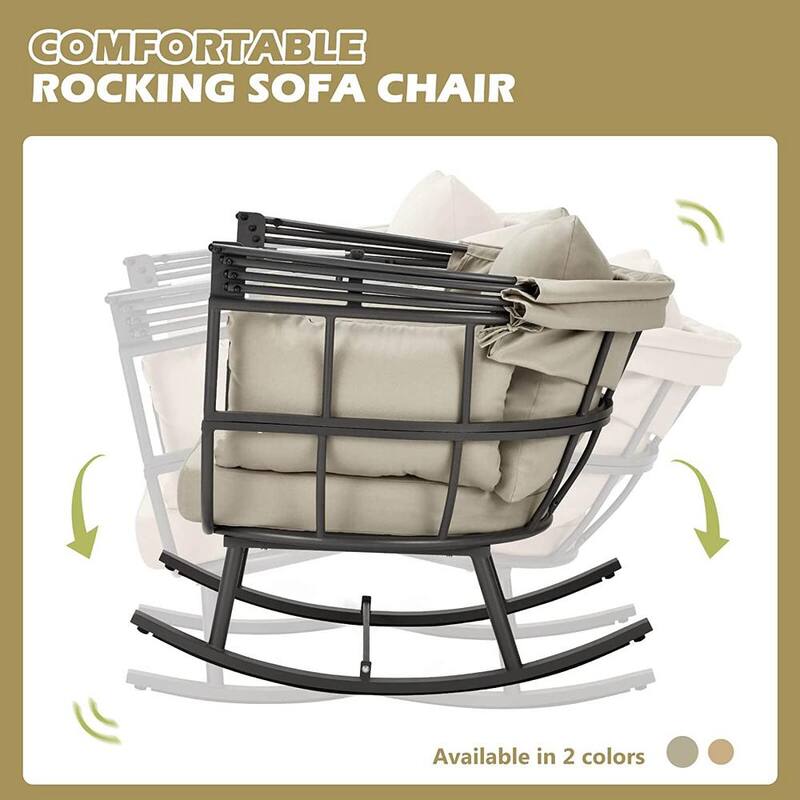 Outdoor Aluminum Rocking Egg Chair with Grey Cushion and Folding Canopy