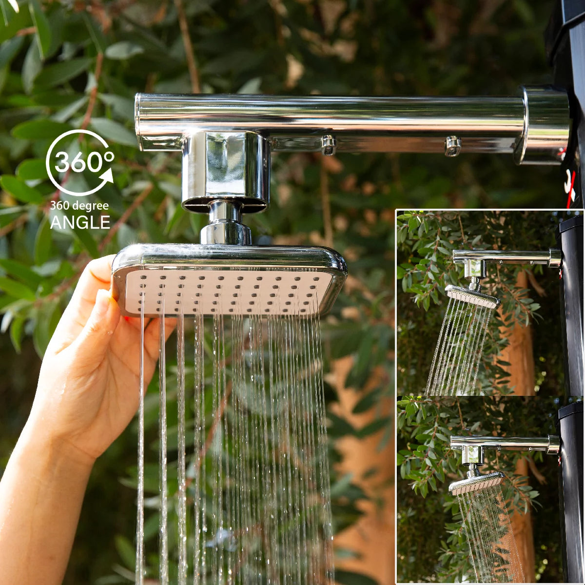 XtremepowerUS Outdoor 2-Section Solar Heated Shower Head Outdoor shower for backyard Poolside Pool Spa (10 Gallons) Mount to Garden Hose