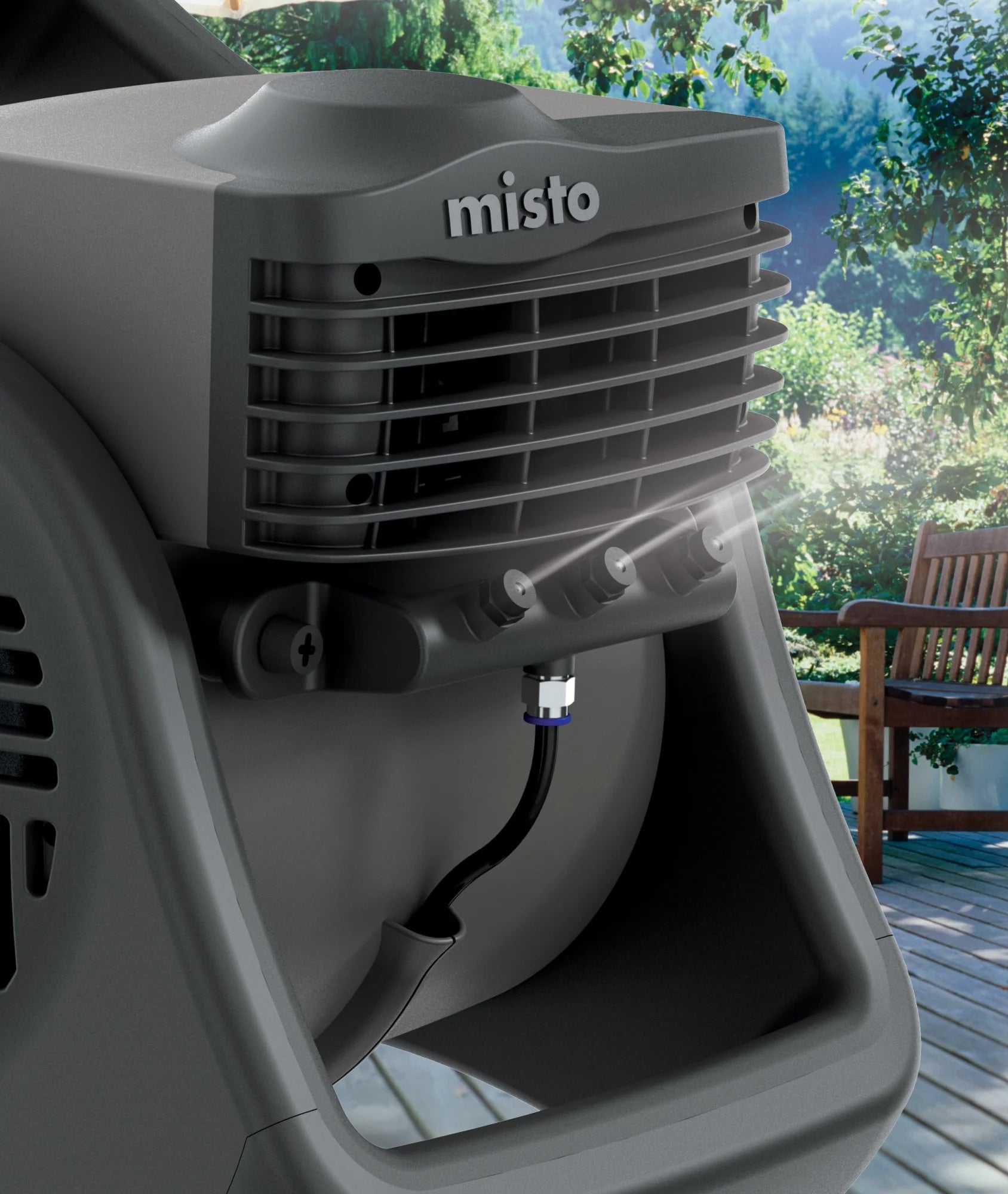 Lasko 15" Pivoting Misto Outdoor Misting Fan with GFCI Cord and 3 Speeds, Black, 7050, New