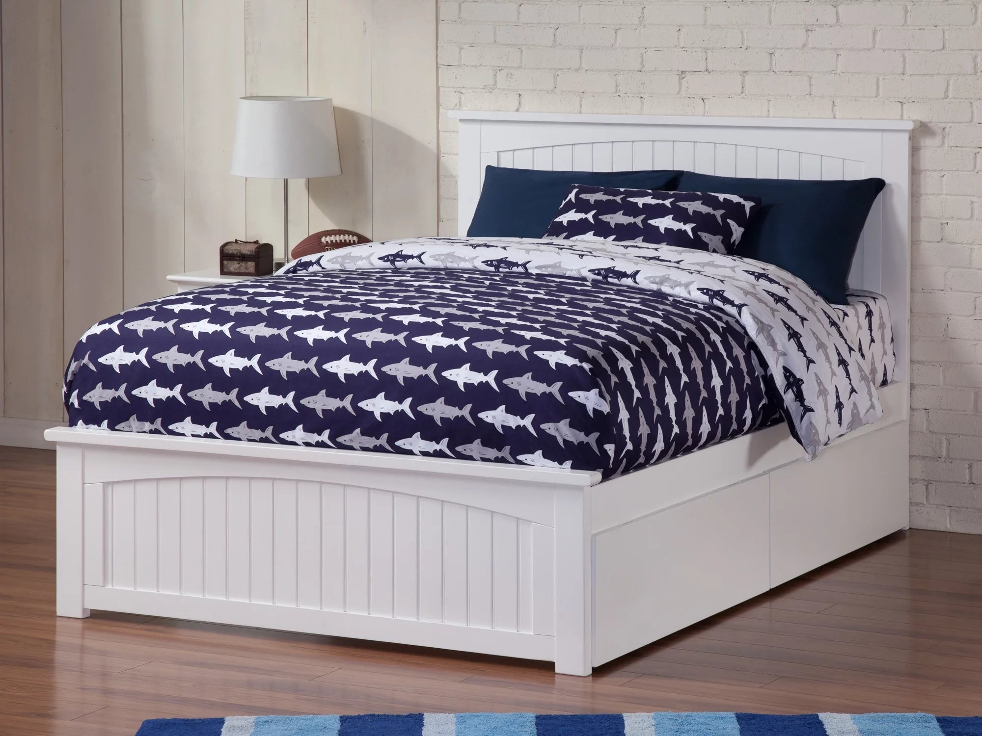 Nantucket Platform Bed with Matching Foot Board with 2 Urban Bed Drawers, Multiple Colors, Multiple Sizes