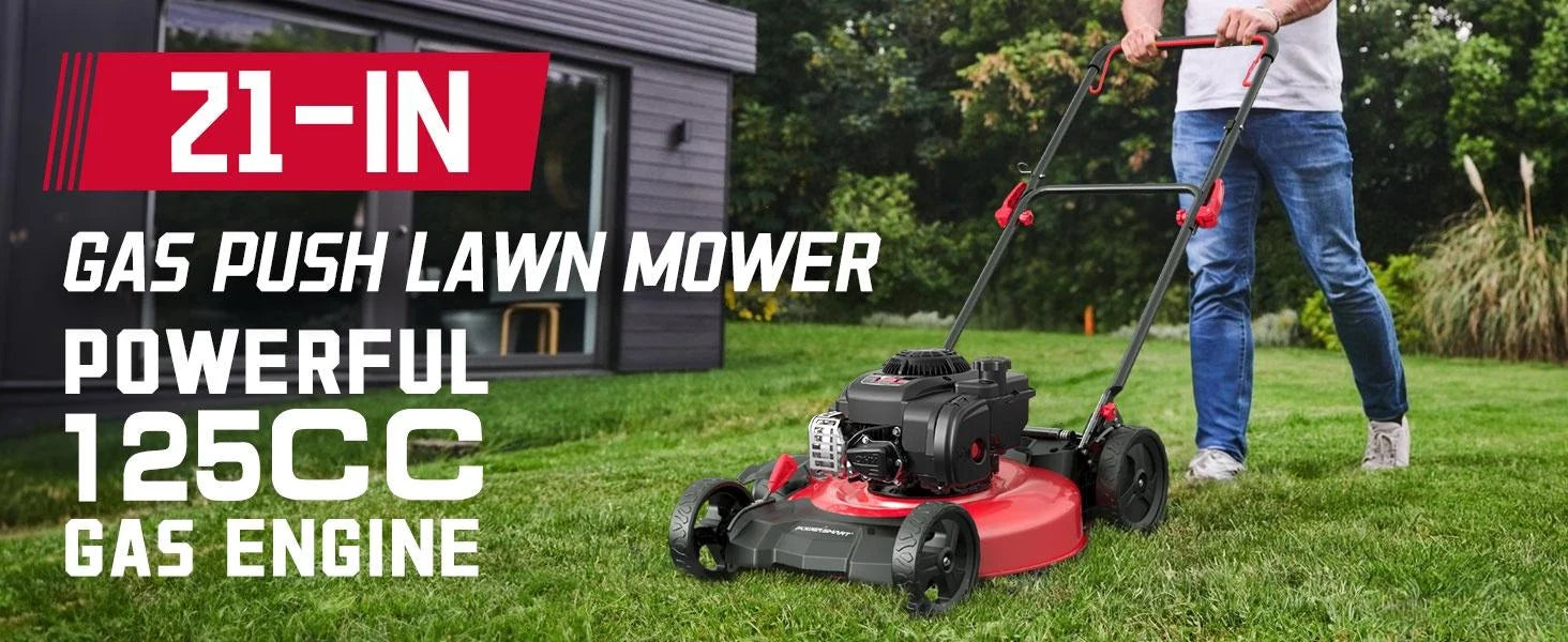 PowerSmart 21 in. B&S 125cc 2-in-1 Walk-Behind Gas Lawn Mower, Mulching Push Lawn Mower