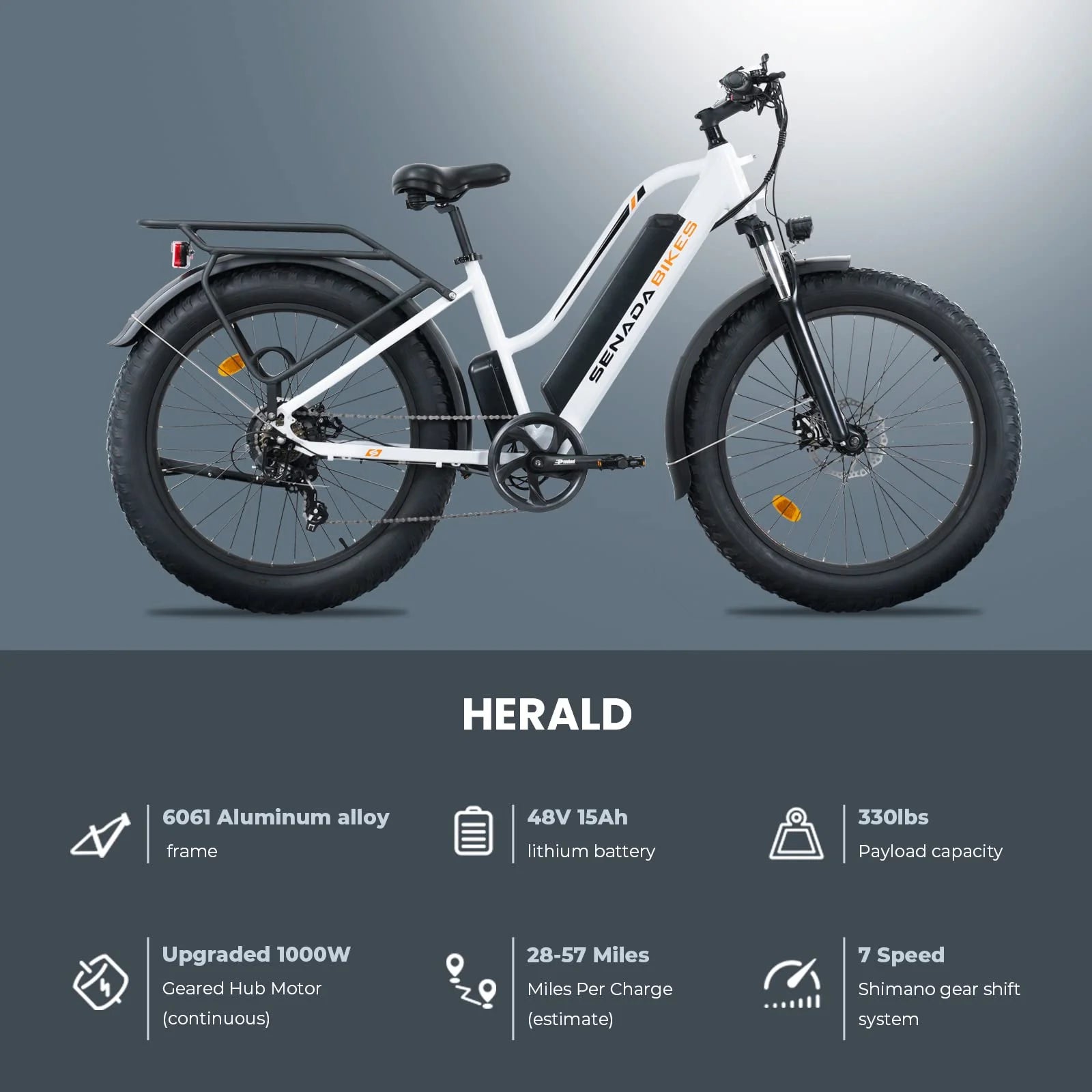 SENADA Electric Bike for Adults, 48V 21Ah Battery with 26" x 4" Fat Tire 1000W Electric Mountain Bicycle, 80 Miles Range Snow Beach E-Bike 19.9MPH