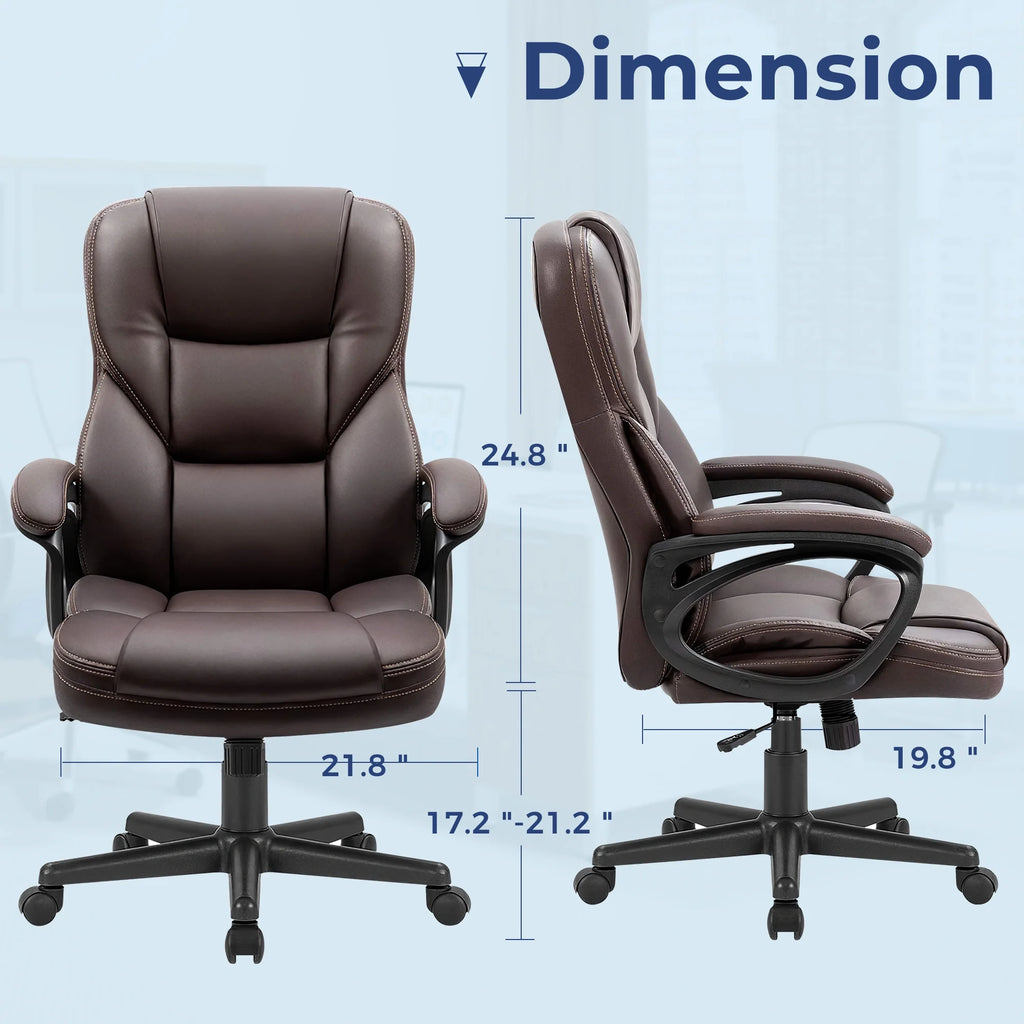 Furmax High-back Executive Office Chair With Lumbar Support Height Adjustable Swivel Seat PU Leather, Black