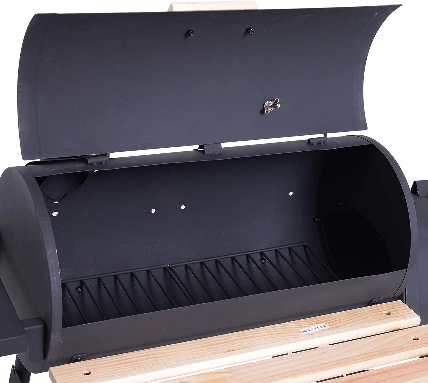 48" Portable Barrel Charcoal BBQ Grill, Steel Outdoor Barbecue Smoker with 232 Square Inches Cooking Space, Storage Shelf, Wheels for Garden Camping Picnic, Black