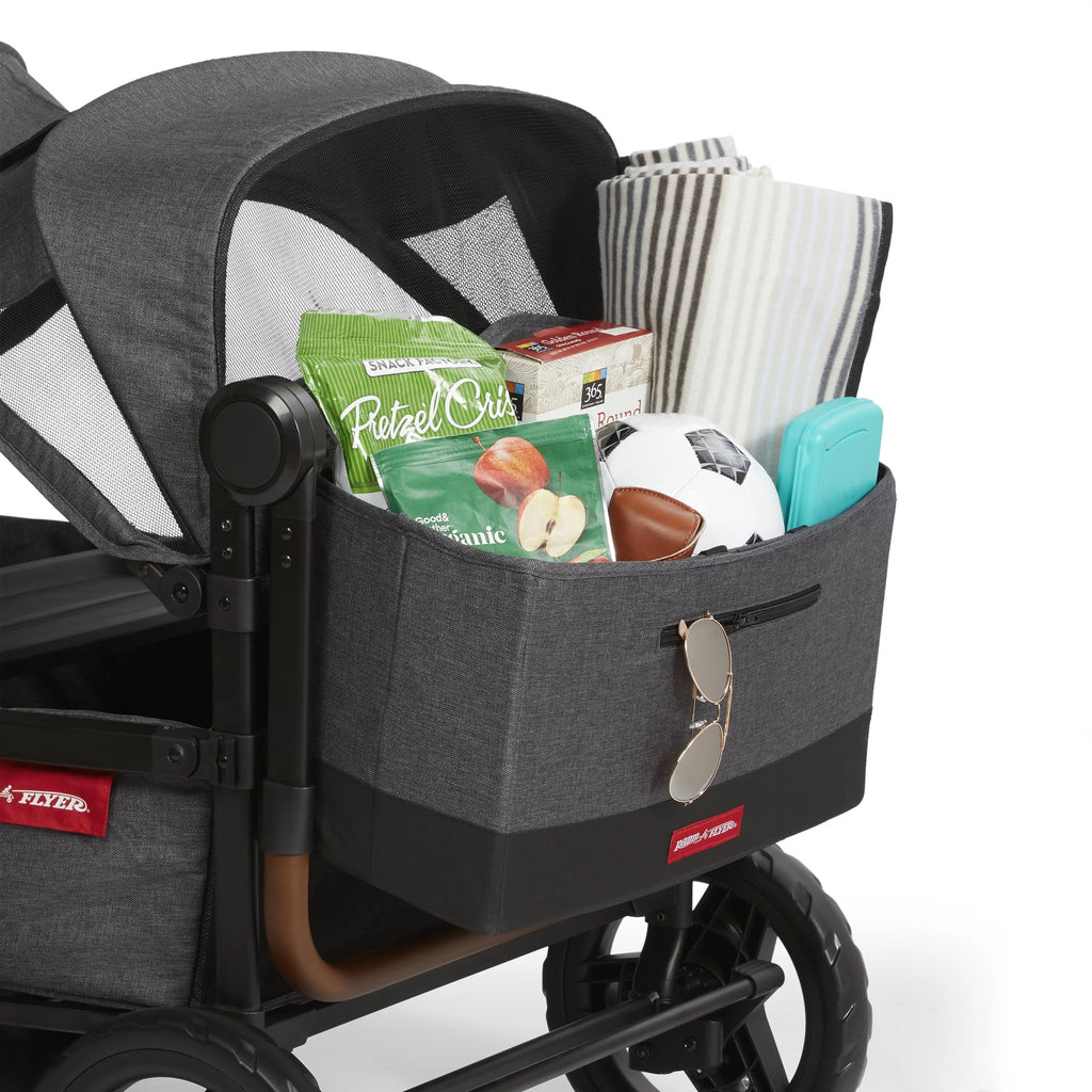Voya Quad Stroller Wagon by Radio Flyer, Gray, Premium 4-Seat for Babies and Kids 6 Months and up