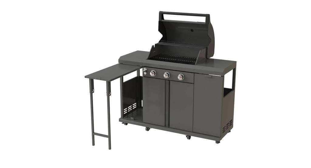 Rustler2 Three(3) Burner Propane Gas Grill Center & Kitchen Island by Brand-Man Grills