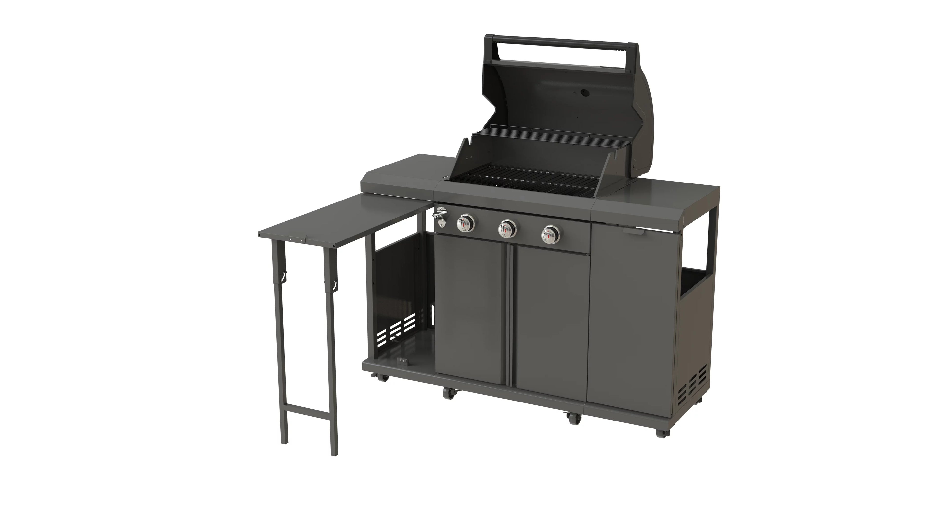 Rustler2 Three(3) Burner Propane Gas Grill Center & Kitchen Island by Brand-Man Grills