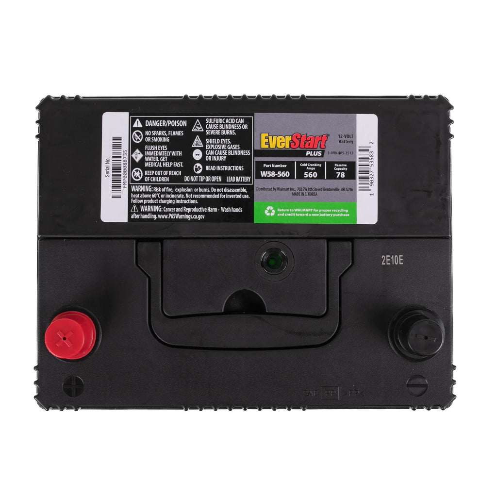 EverStart Plus Lead Acid Automotive Battery, Group Size 58 (12 Volt/550 CCA)